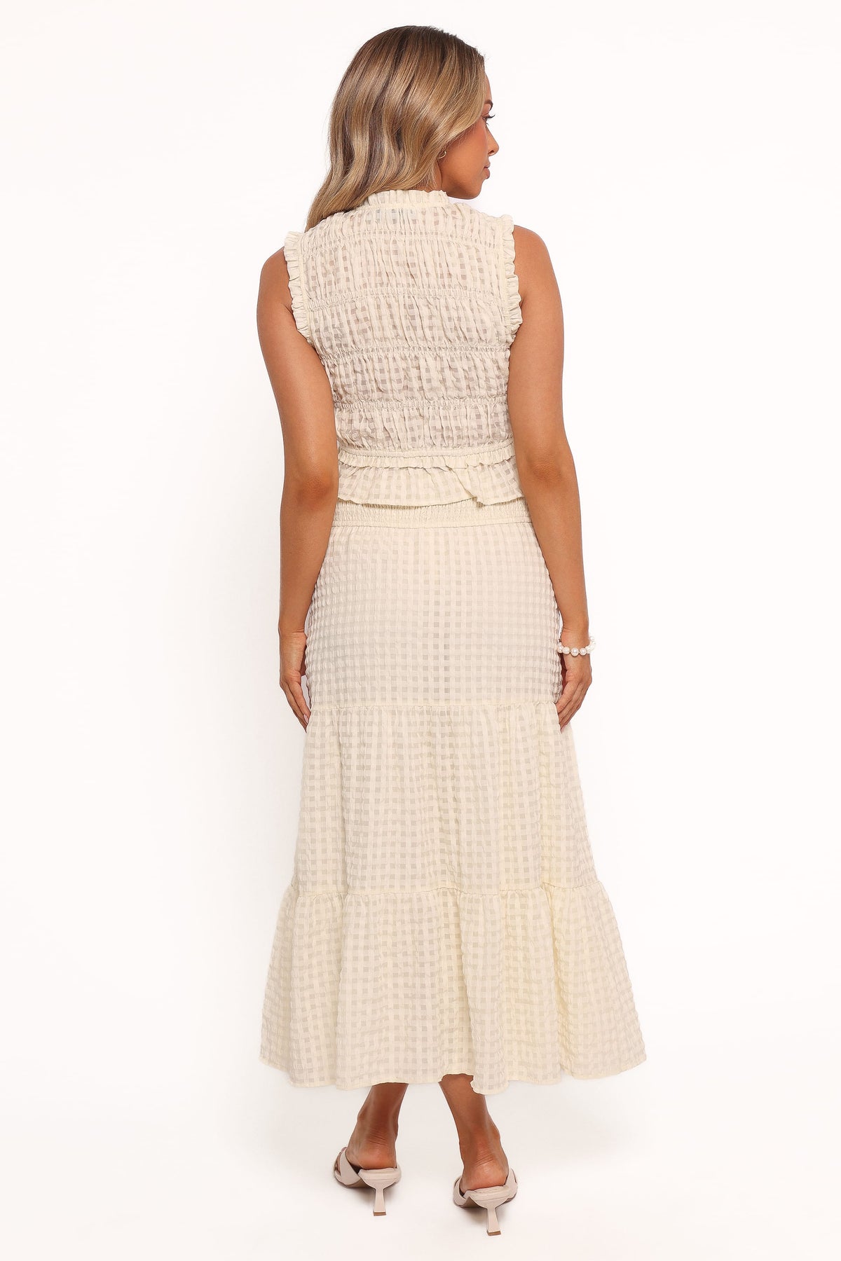 Farica Gingham Midi Skirt in Cream – view 4 of 6