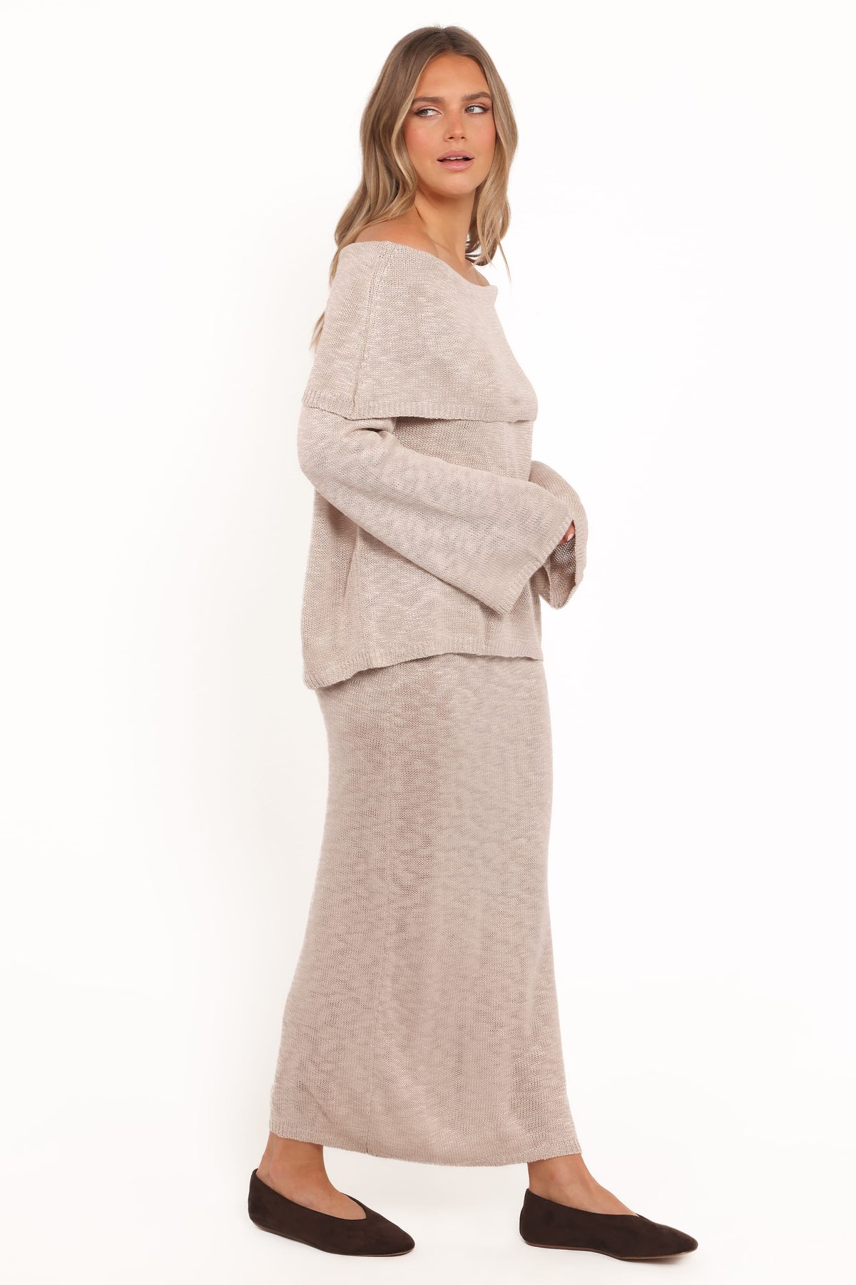 Indya Knit Skirt in Oatmeal – view 3 of 5