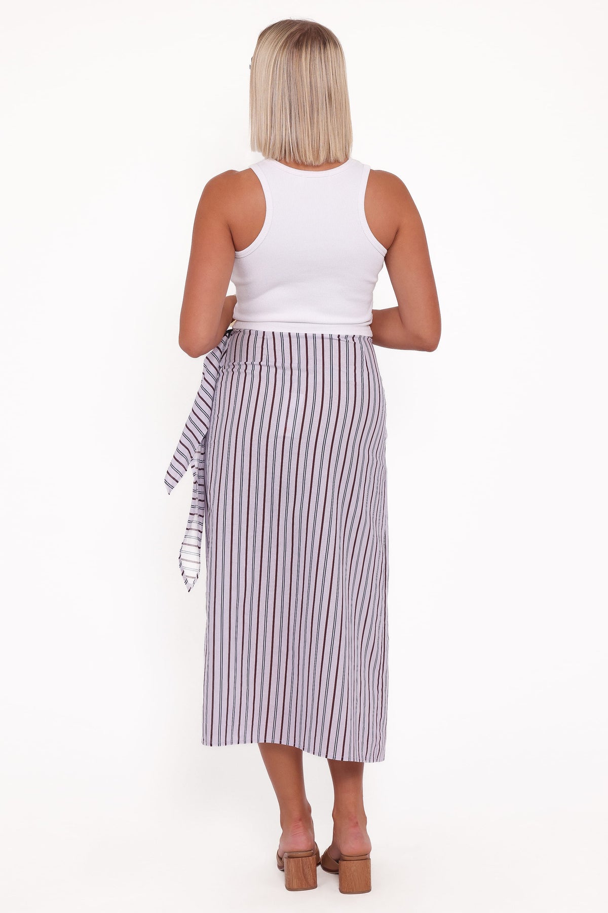 Jacey Wrap Midi Skirt in Midnight Stripe – view 4 of 5