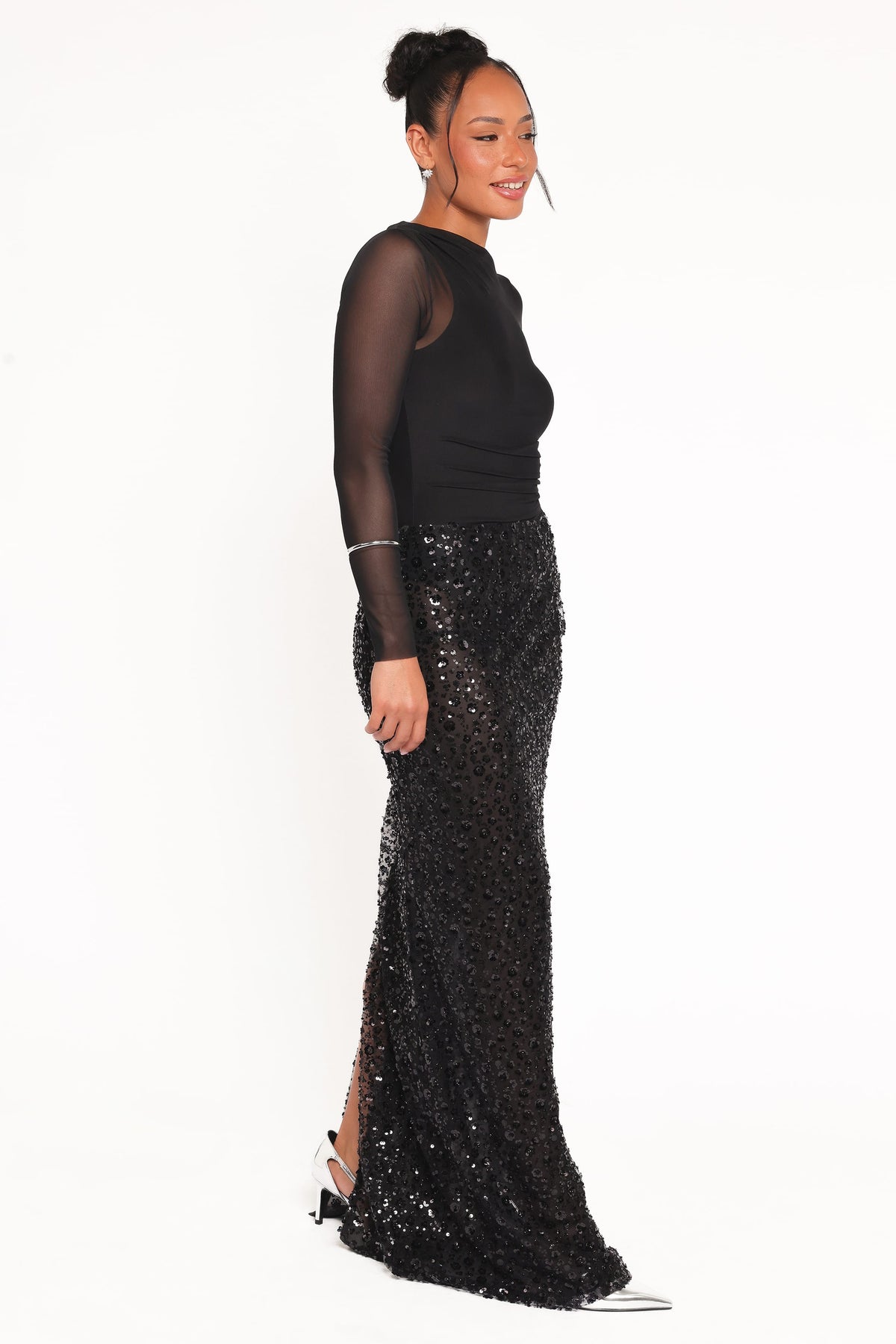 Jennings Sequin Maxi Skirt in Black – view 4 of 8