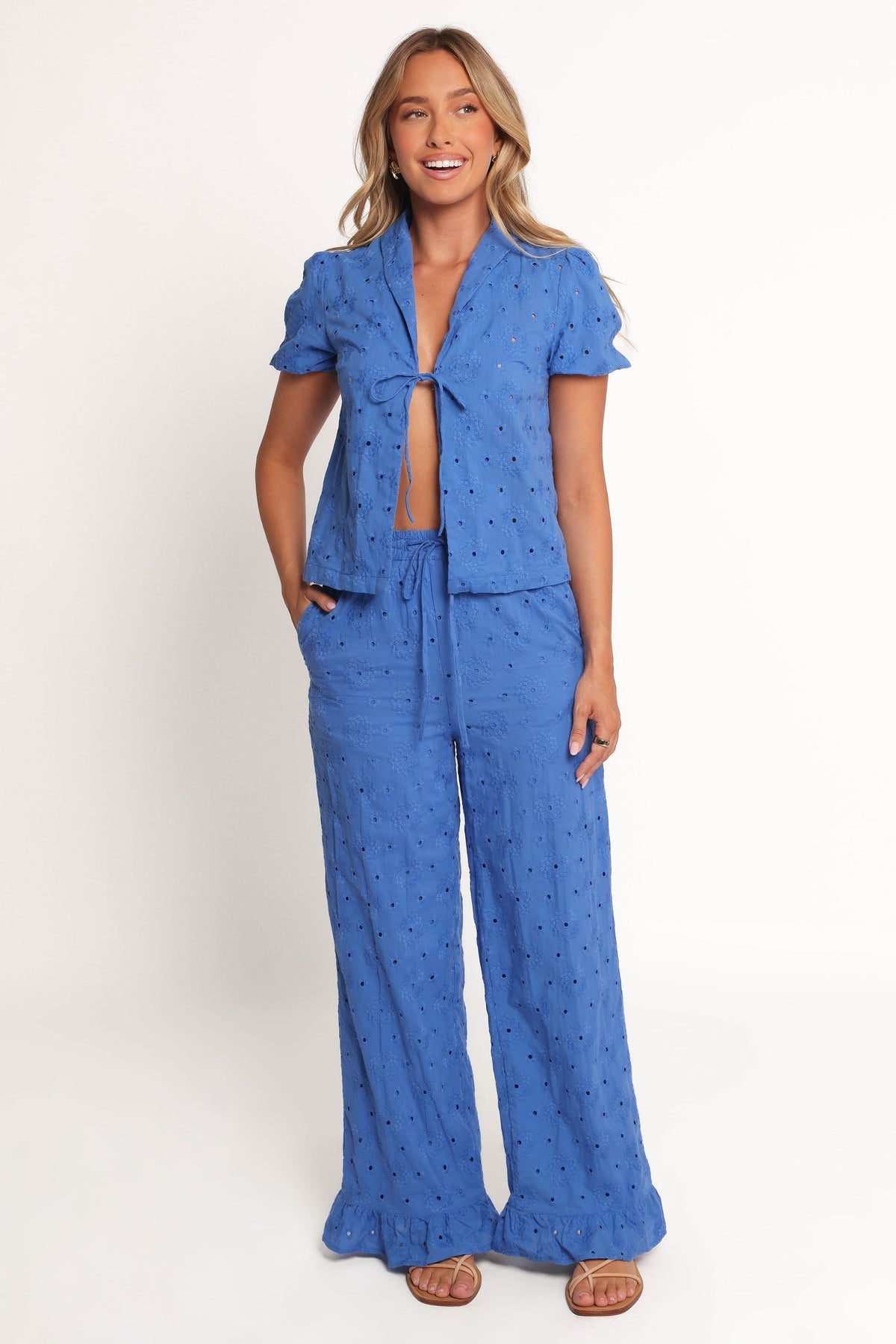 Katya Embroidered Pants in Cobalt – view 3 of 8
