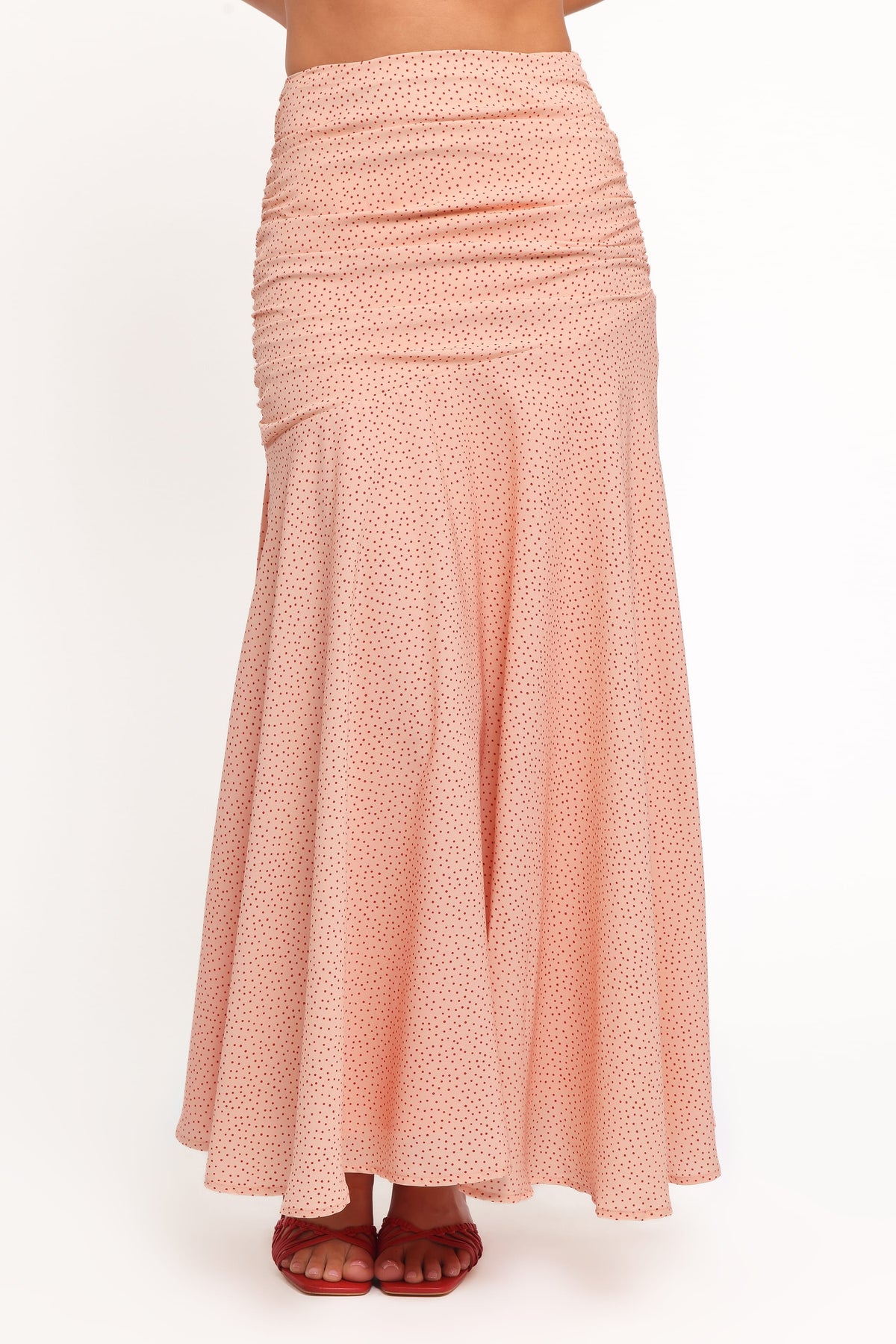 Lacy Maxi Skirt in Peach Polka Dot – view 3 of 6