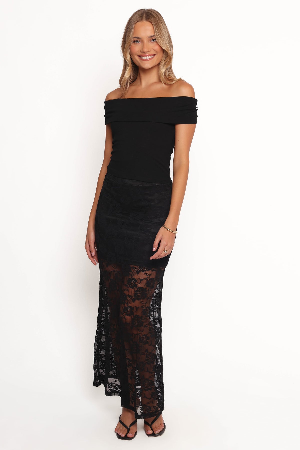 Laken Sheer Lace Maxi Skirt in Black – view 5 of 6