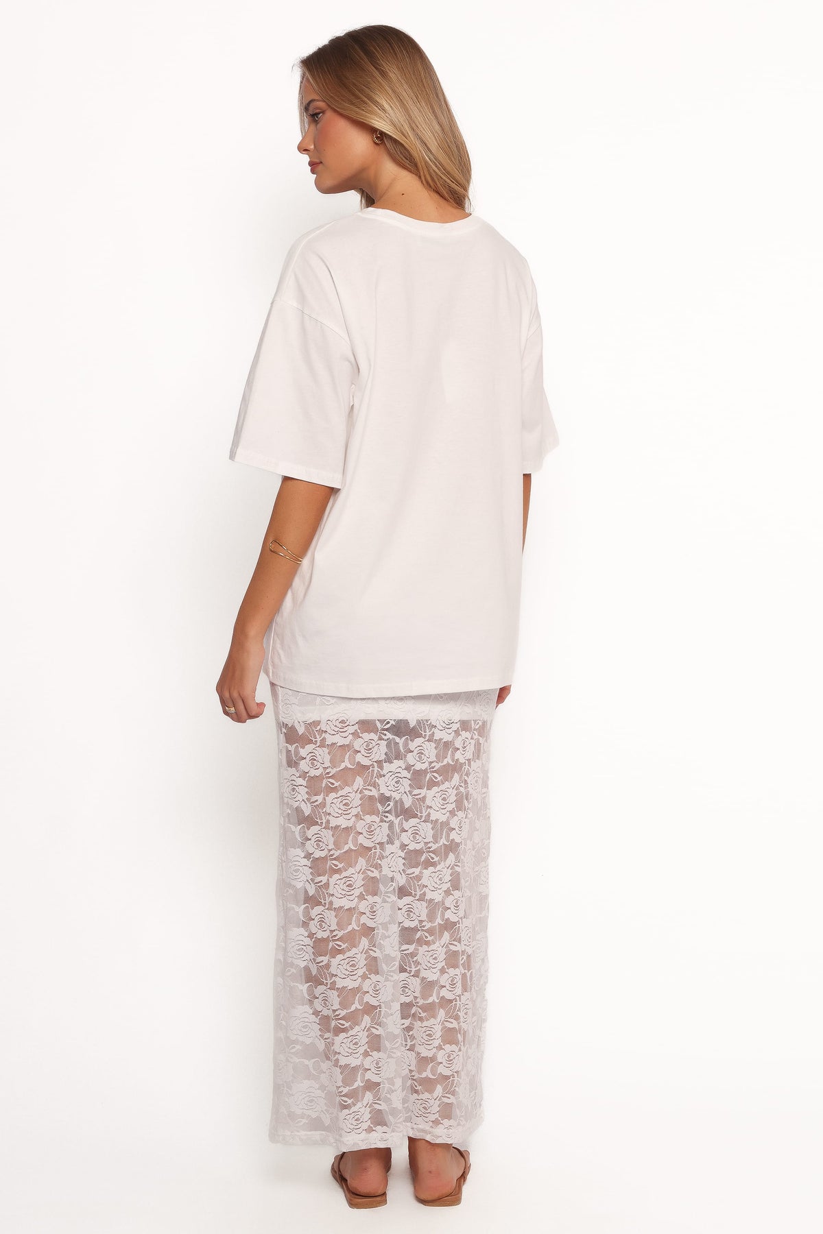 Laken Sheer Lace Maxi Skirt in White – view 4 of 5