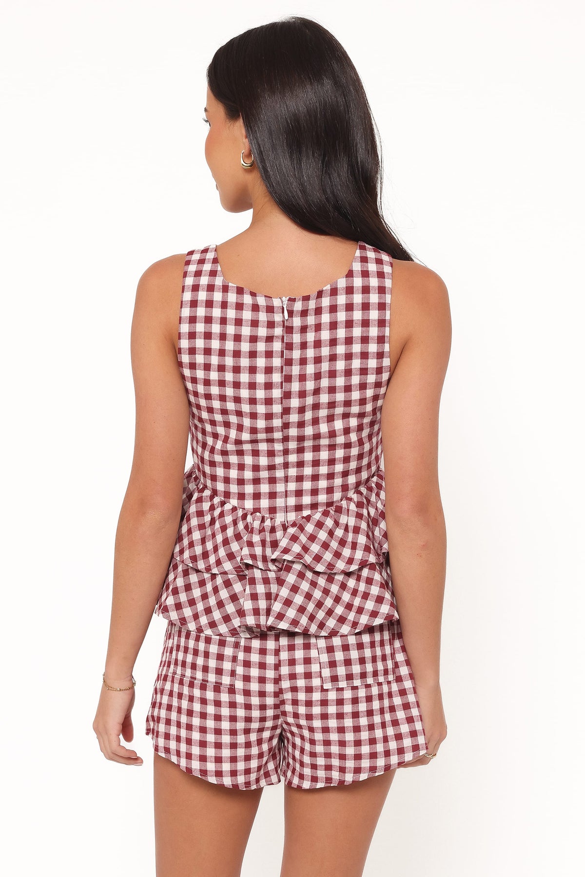 Landon Fitted Shorts in Burgundy Gingham – view 5 of 10