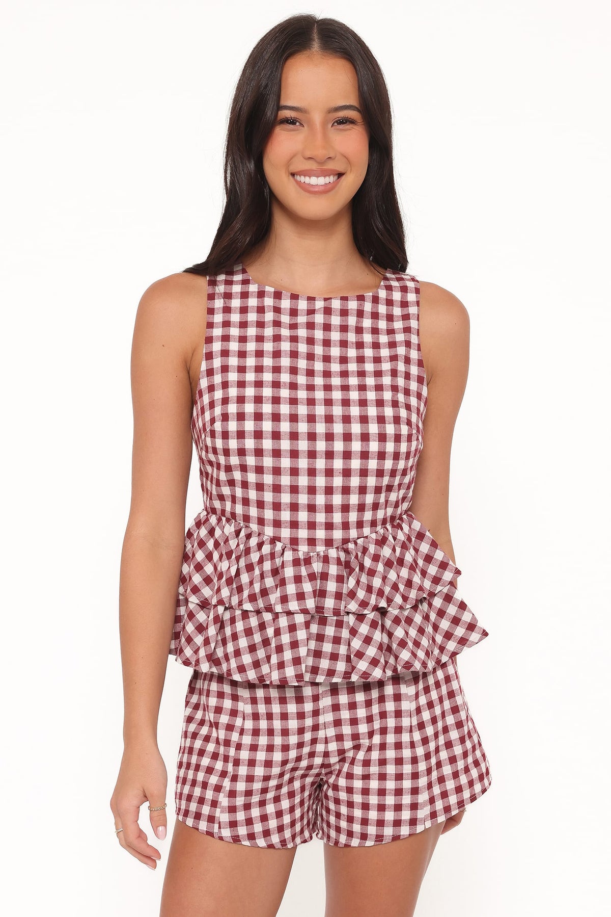 Landon Fitted Shorts in Burgundy Gingham – view 6 of 10