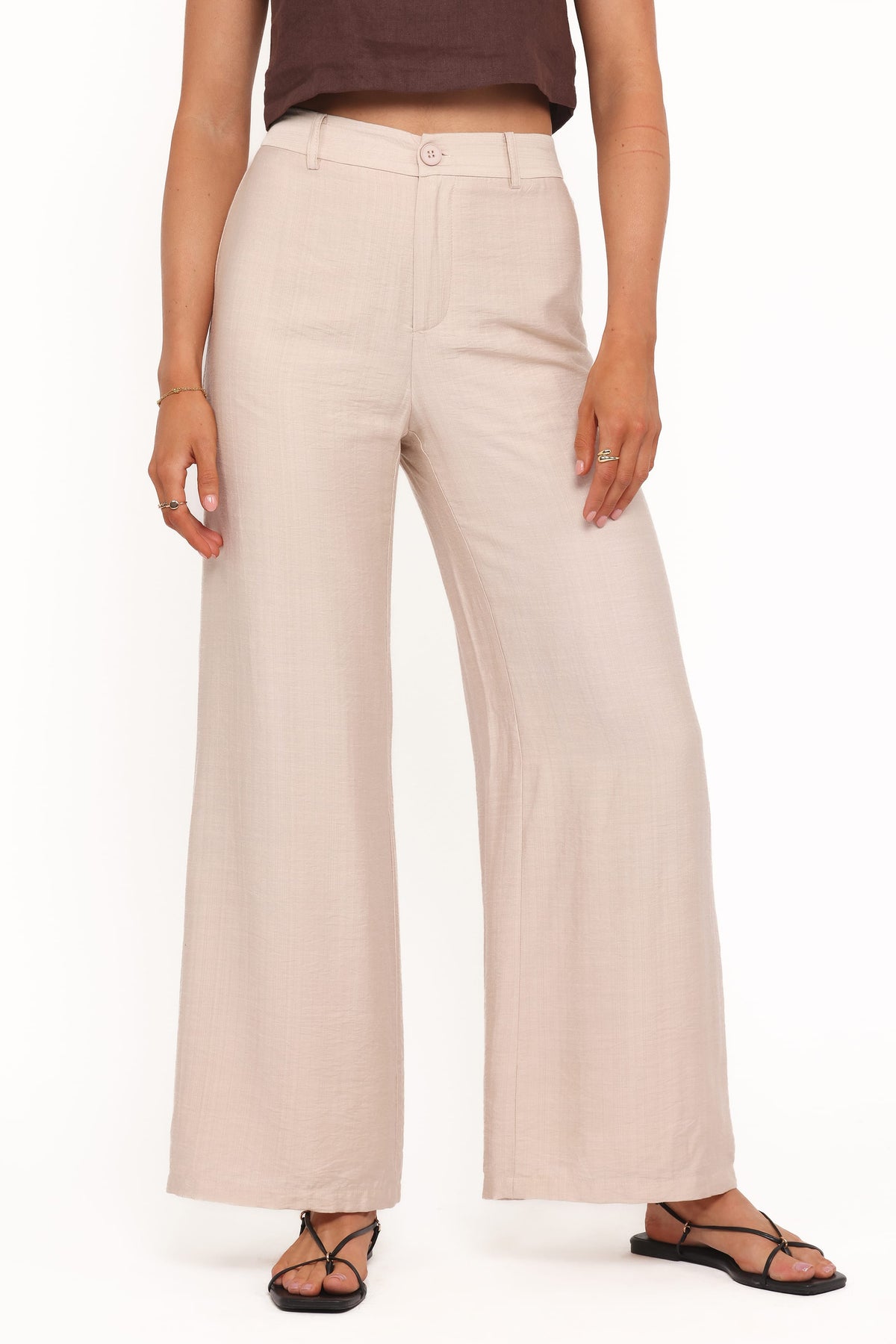 Lauren Wide Leg Pant in Beige – view 3 of 6
