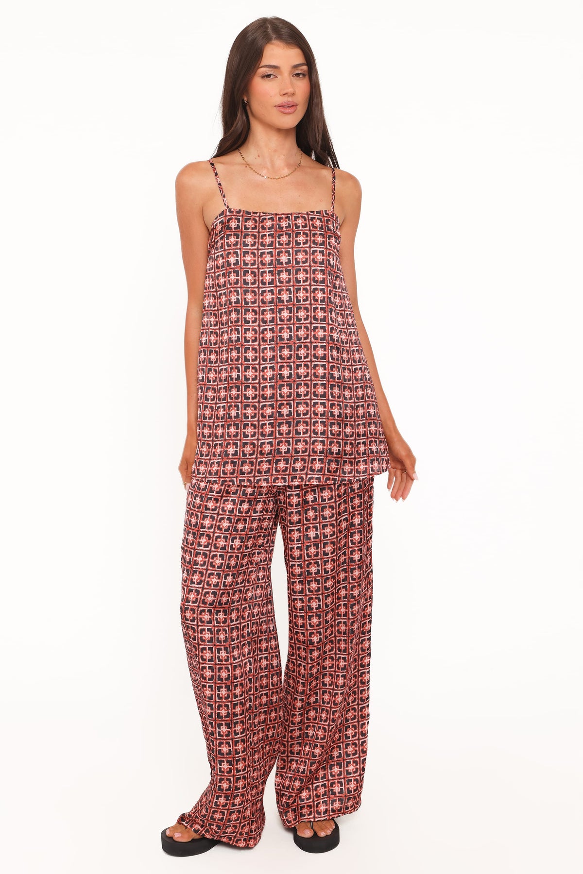 Lexi Elastic Waist Pant in Red Geometric – view 6 of 8