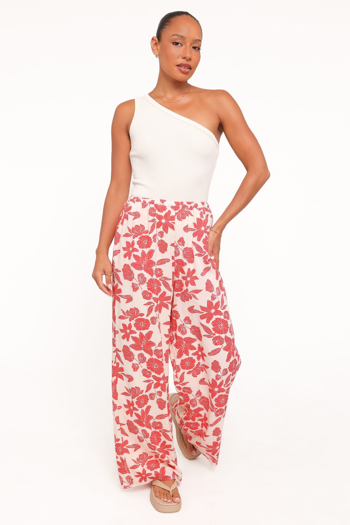 Lira Tie Waist Pant in Red Floral – view 1 of 5