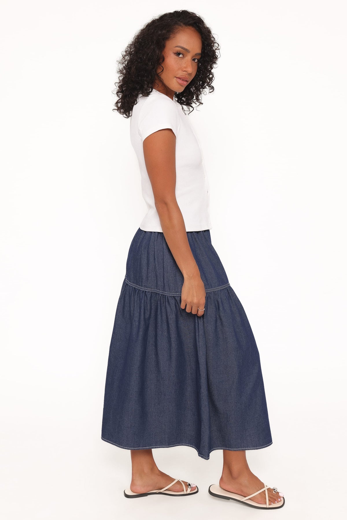 Meadow Midi Denim Skirt in Dark Wash – view 6 of 8