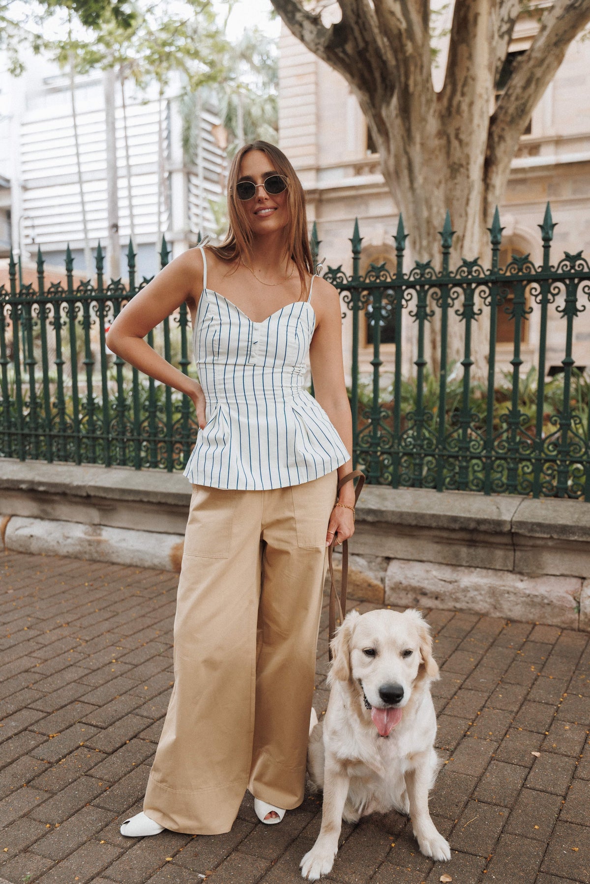 Mia Wide Leg Cropped Pant in Taupe – view 1 of 8