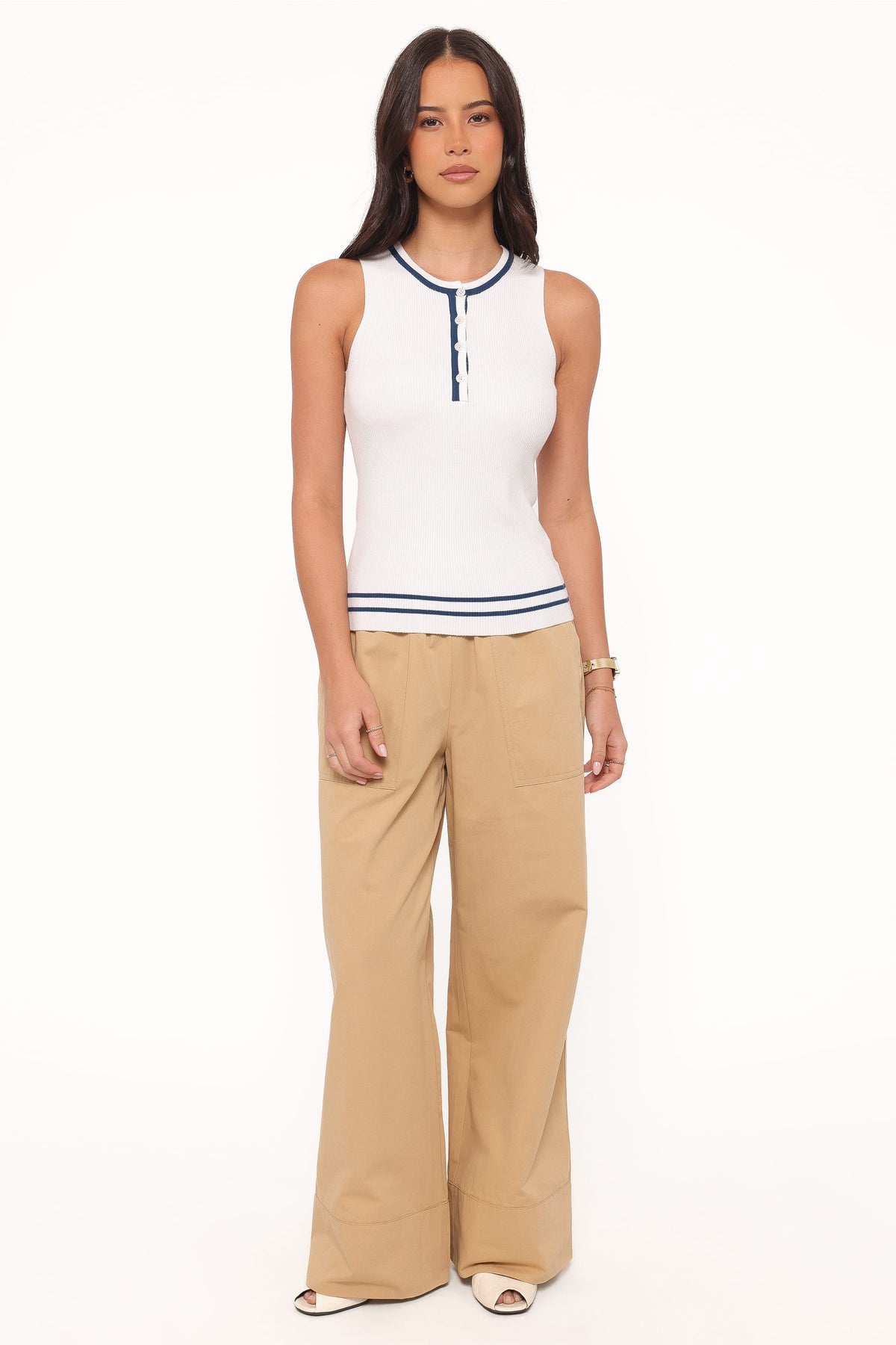 Mia Wide Leg Cropped Pant in Taupe – view 6 of 8
