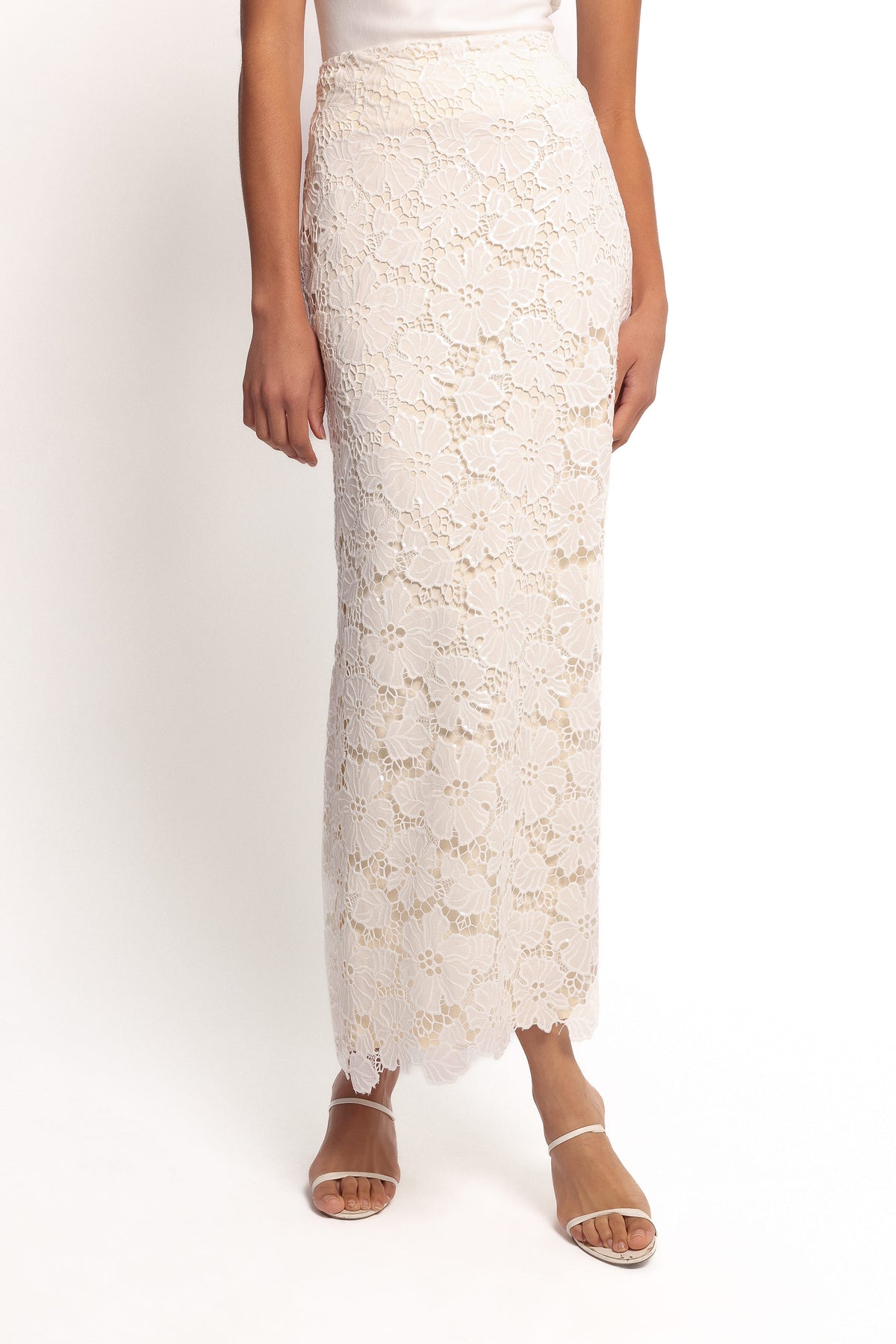 Mika Floral Lace Maxi Skirt in White – view 2 of 5