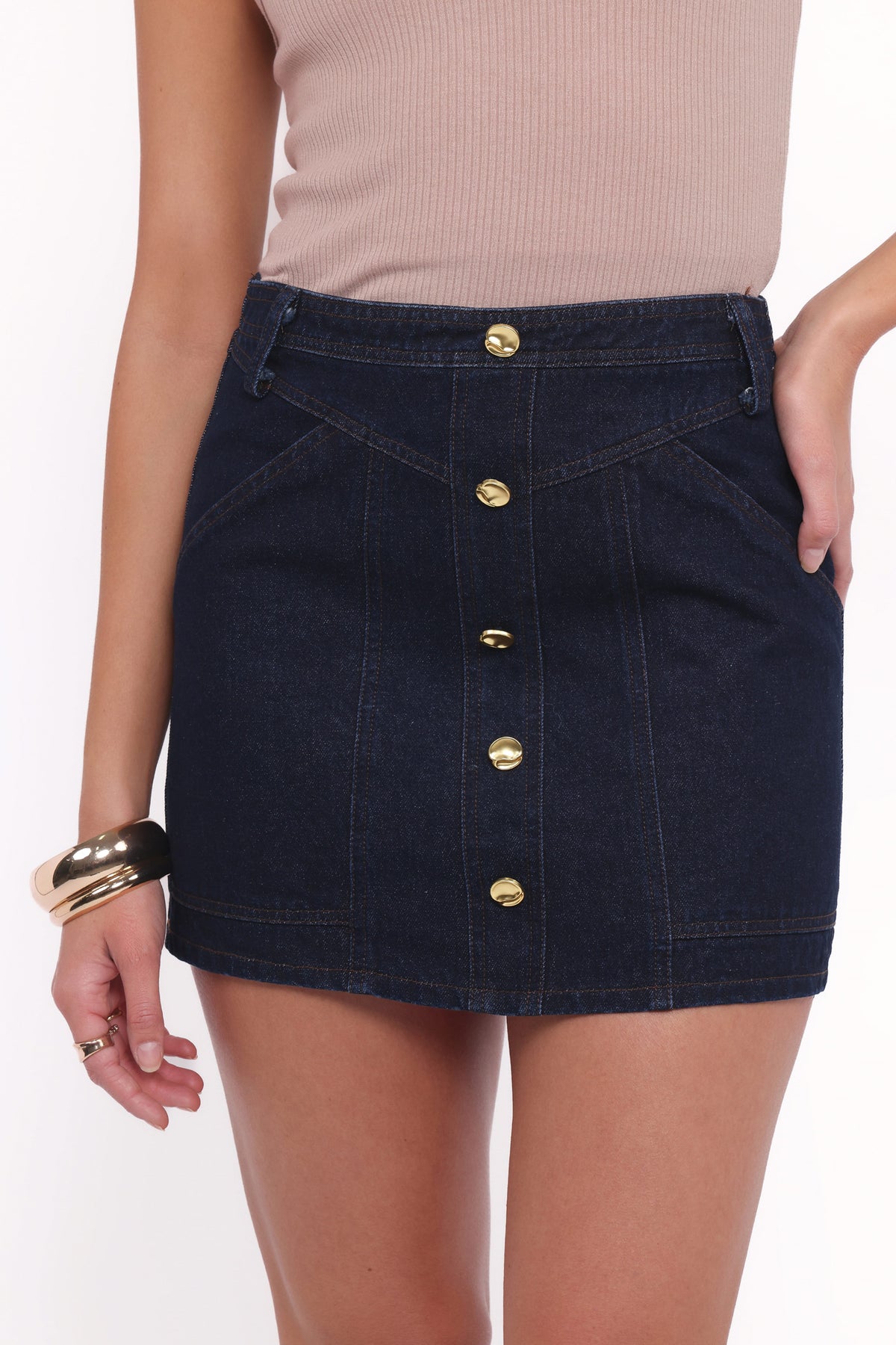 Narla Mini Skirt in Dark Denim – view 2 of 7
