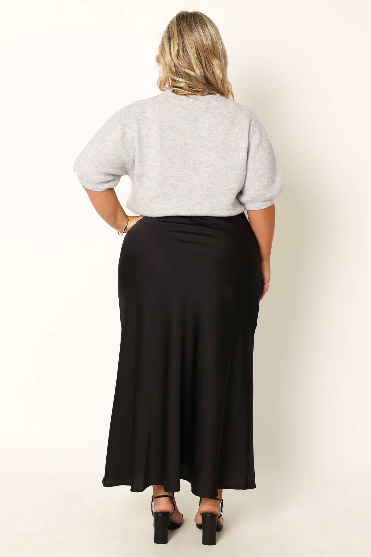 Nellie Satin Midi Skirt in Black – view 6 of 9