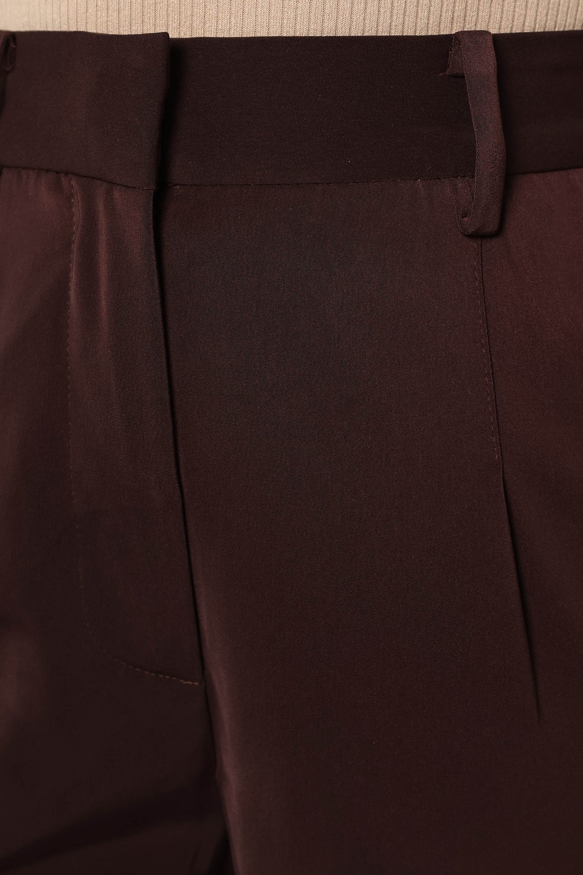 Neveah Silky Wide Leg Trousers in Merlot – view 11 of 11