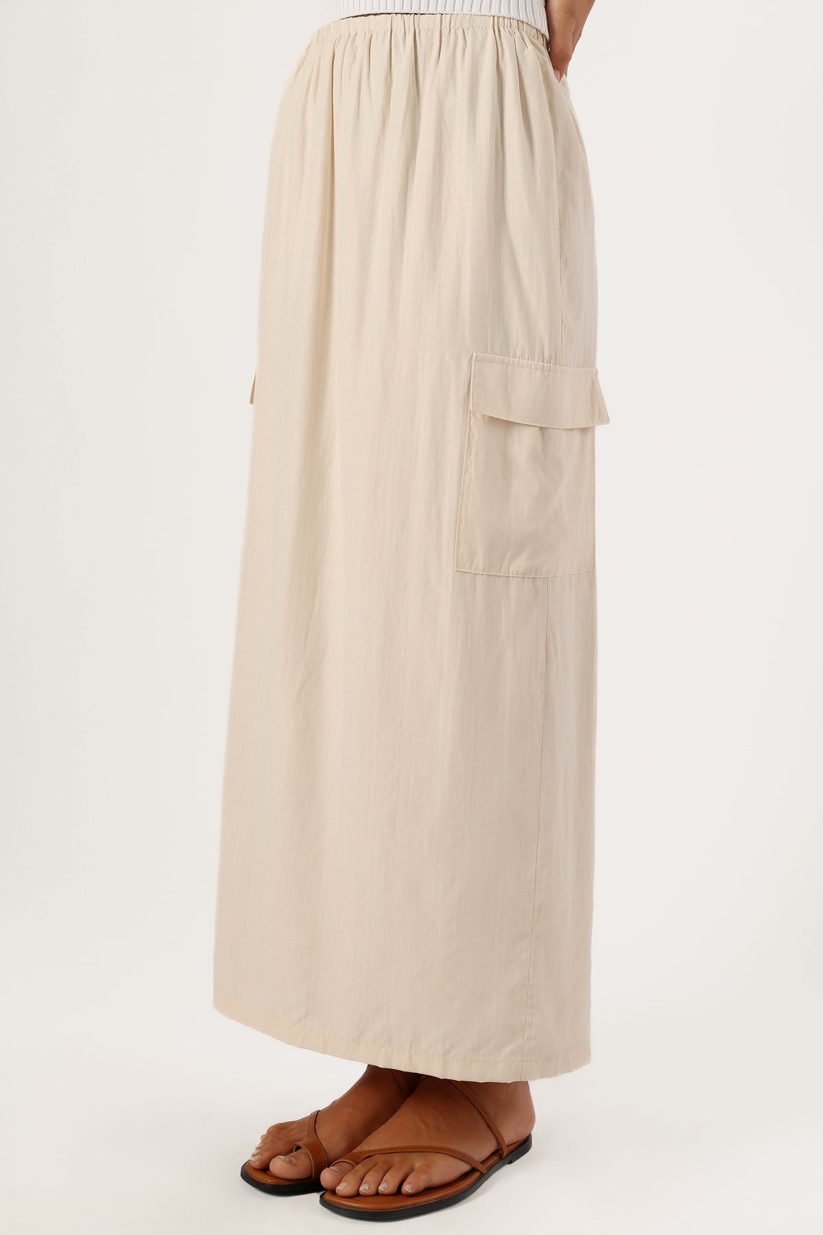 Picilo Long Midi Skirt in Stone – view 5 of 6