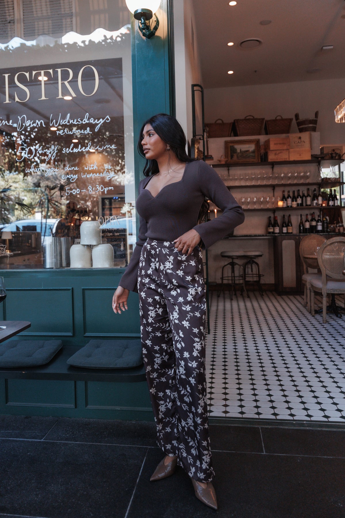 Romola Pant in Brown Cream Floral – view 8 of 8