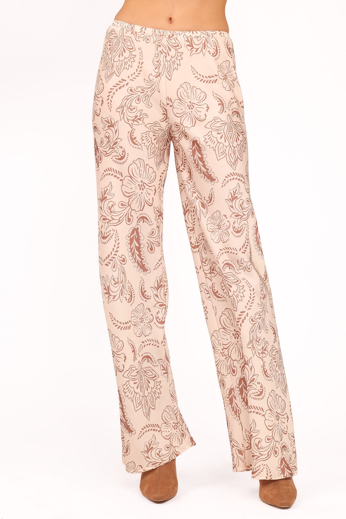 Rosalie Satin Pant in Brown Paisley – view 3 of 6