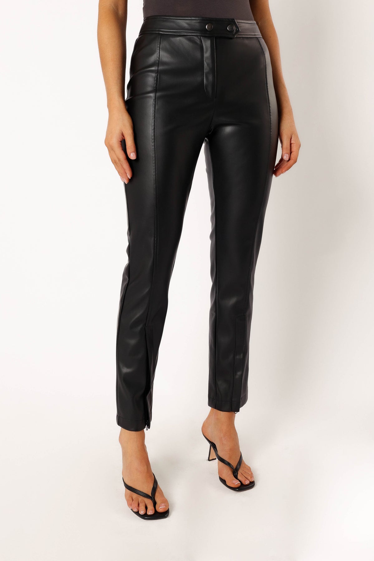 Roxy Vegan Leather Pants in Black – view 8 of 10