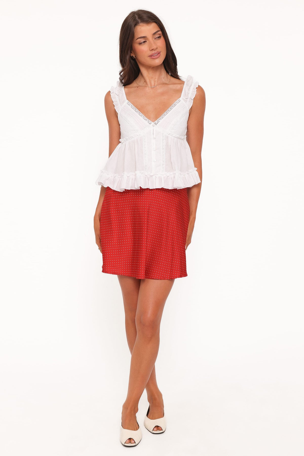 Sabina Skater Skirt in Red Dot – view 2 of 6