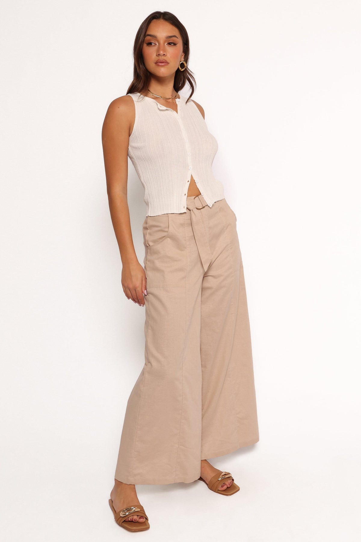 Sadie Wide Leg Pant in Oatmeal – view 5 of 6