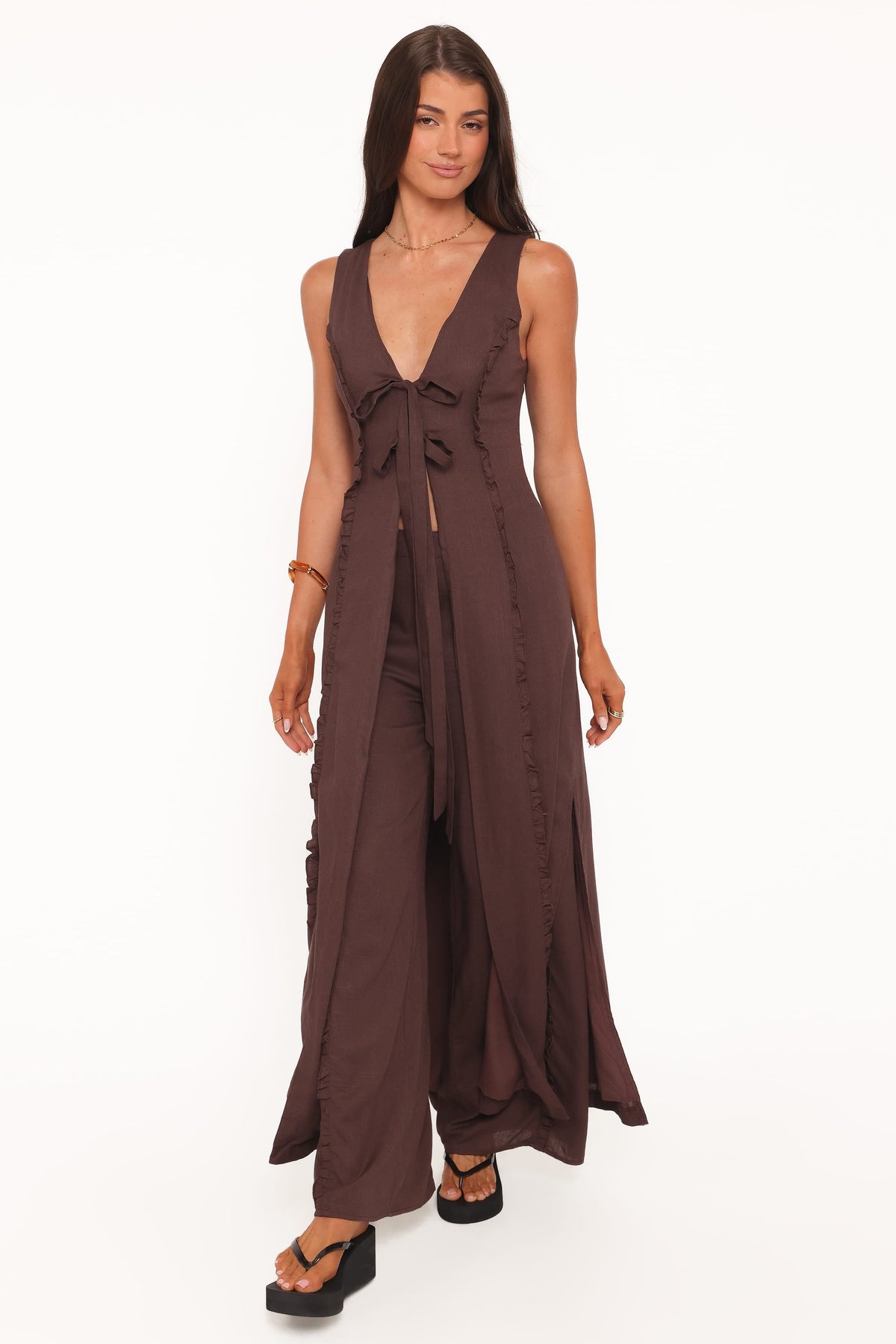 Samiya Frill Pants in Dark Brown – view 6 of 8
