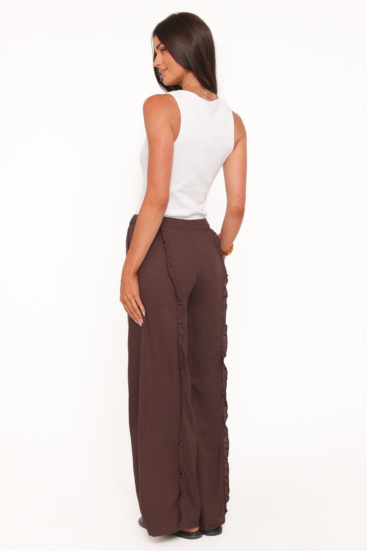 Samiya Frill Pants in Dark Brown – view 4 of 8