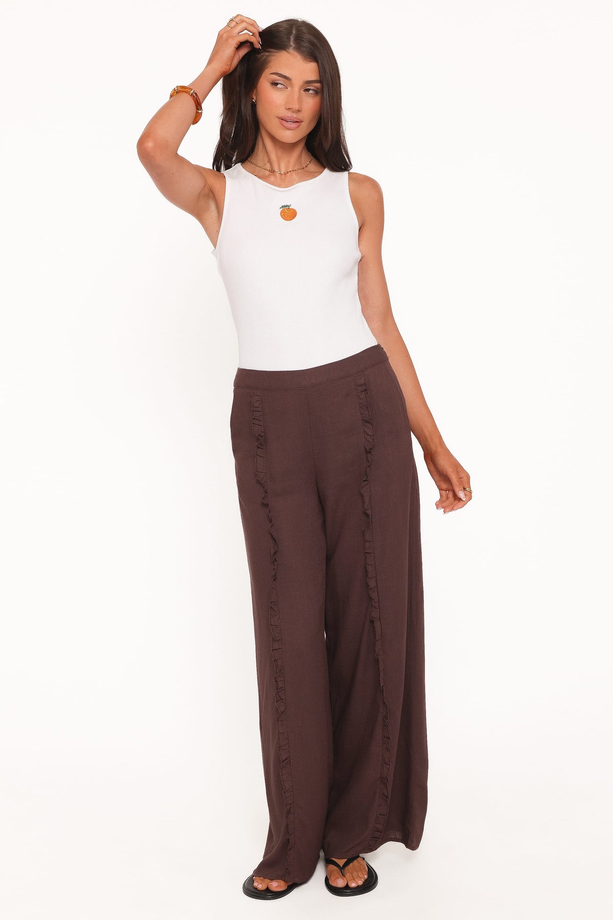 Samiya Frill Pants in Dark Brown – view 5 of 8
