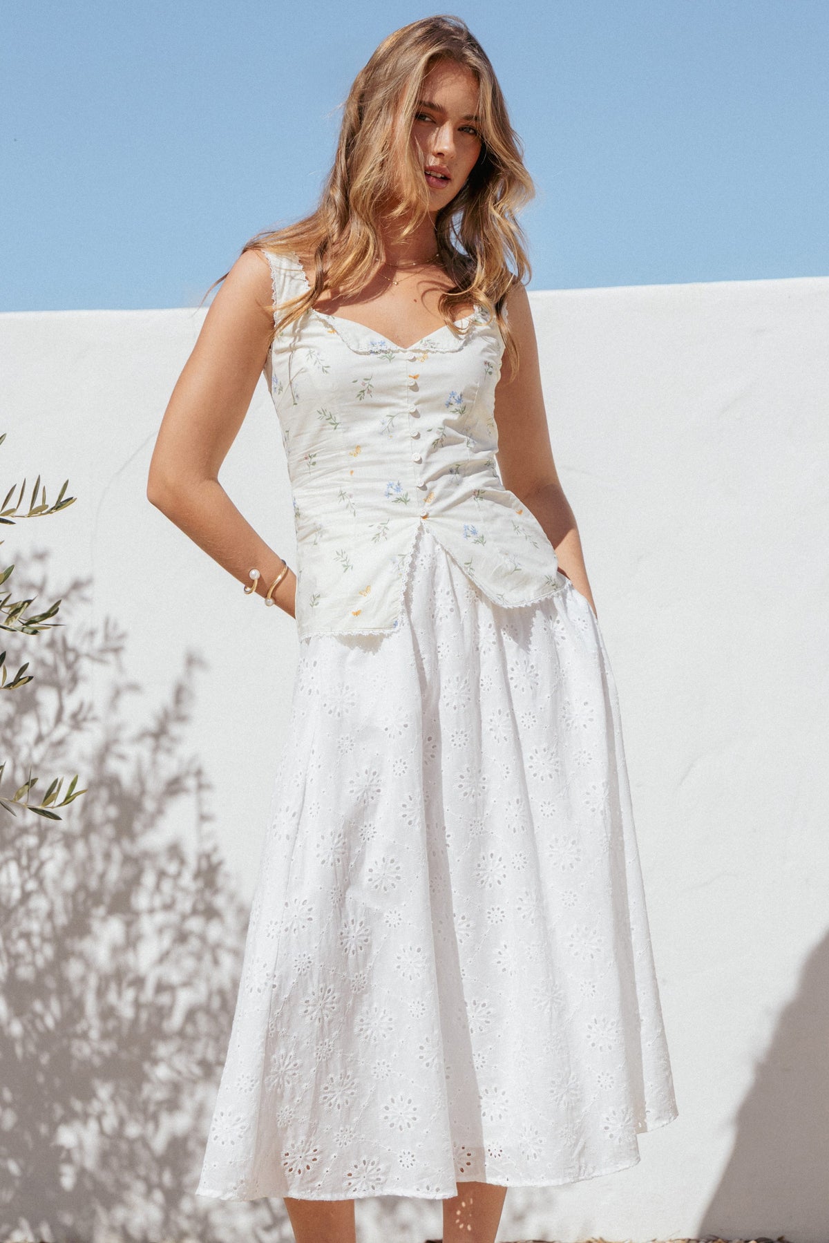 Sinead Eyelet Maxi Skirt in White – view 1 of 7