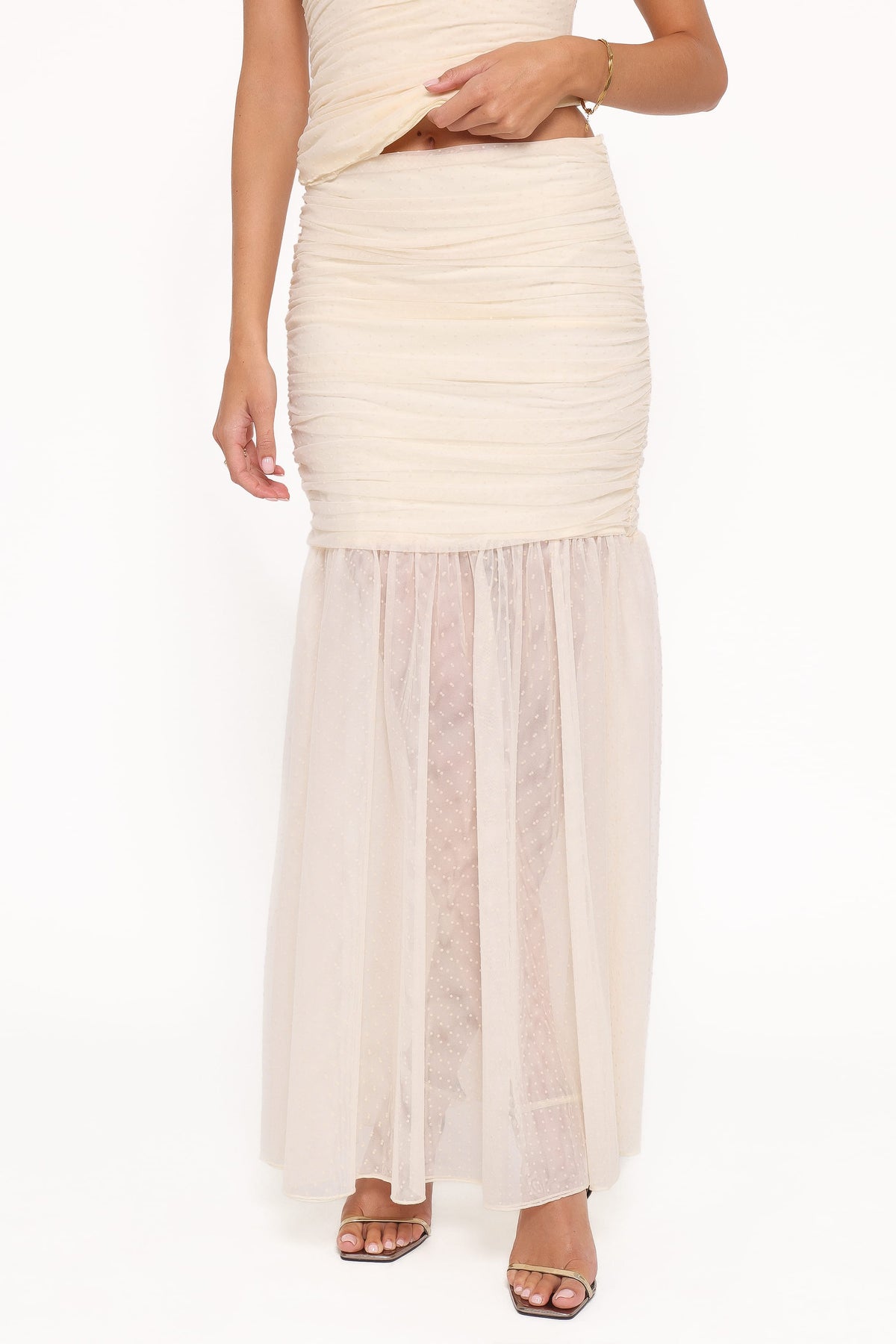 Susan Mesh Drop Waist Skirt in Yellow – view 2 of 7