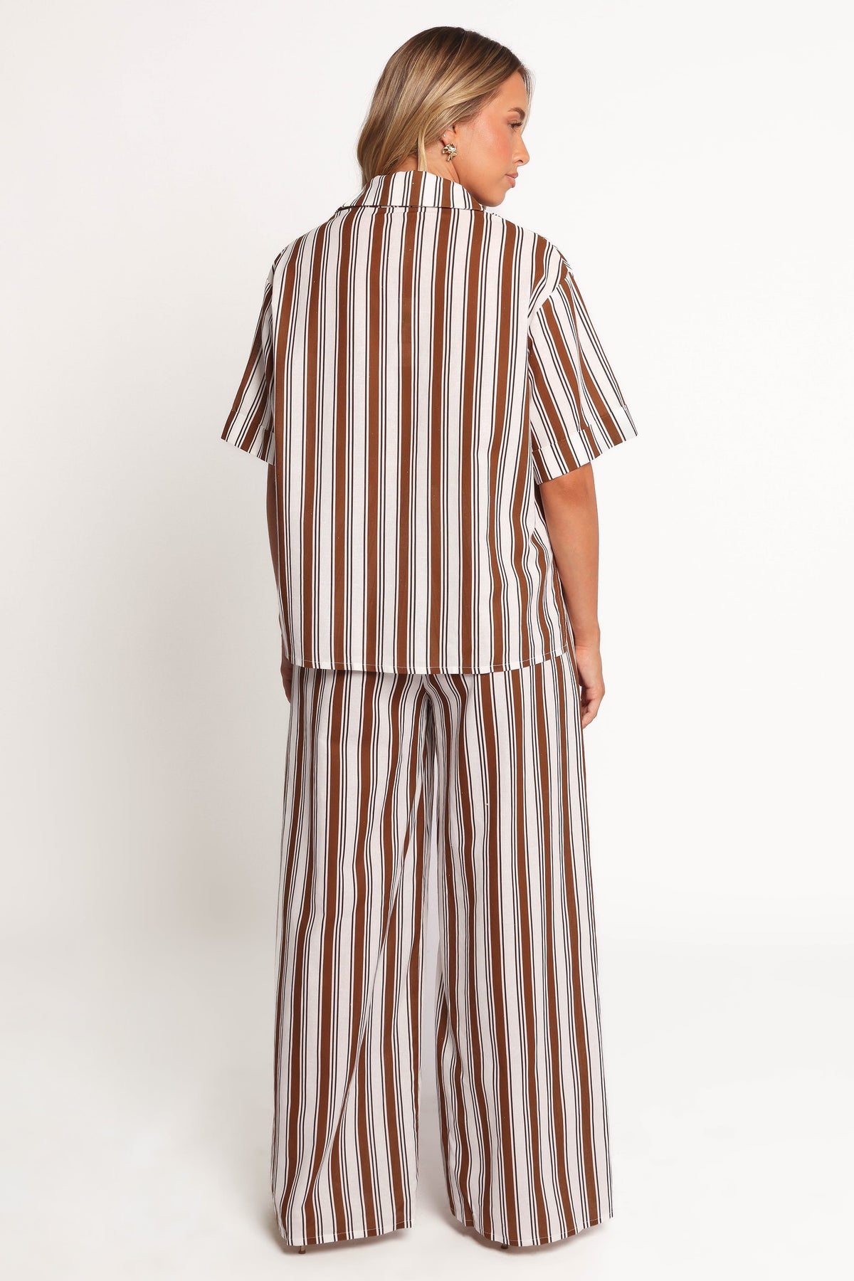 Thalia Wide Leg Pant in Chocolate Stripe – view 5 of 7