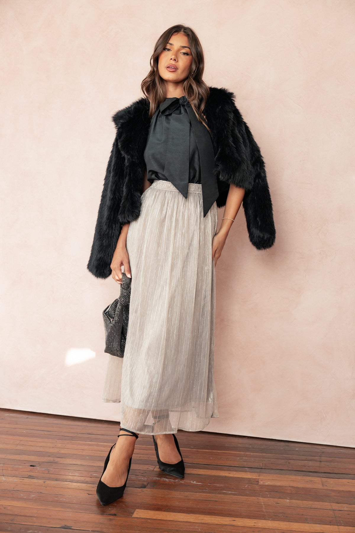 Tricia Maxi Skirt in Silver – view 2 of 9