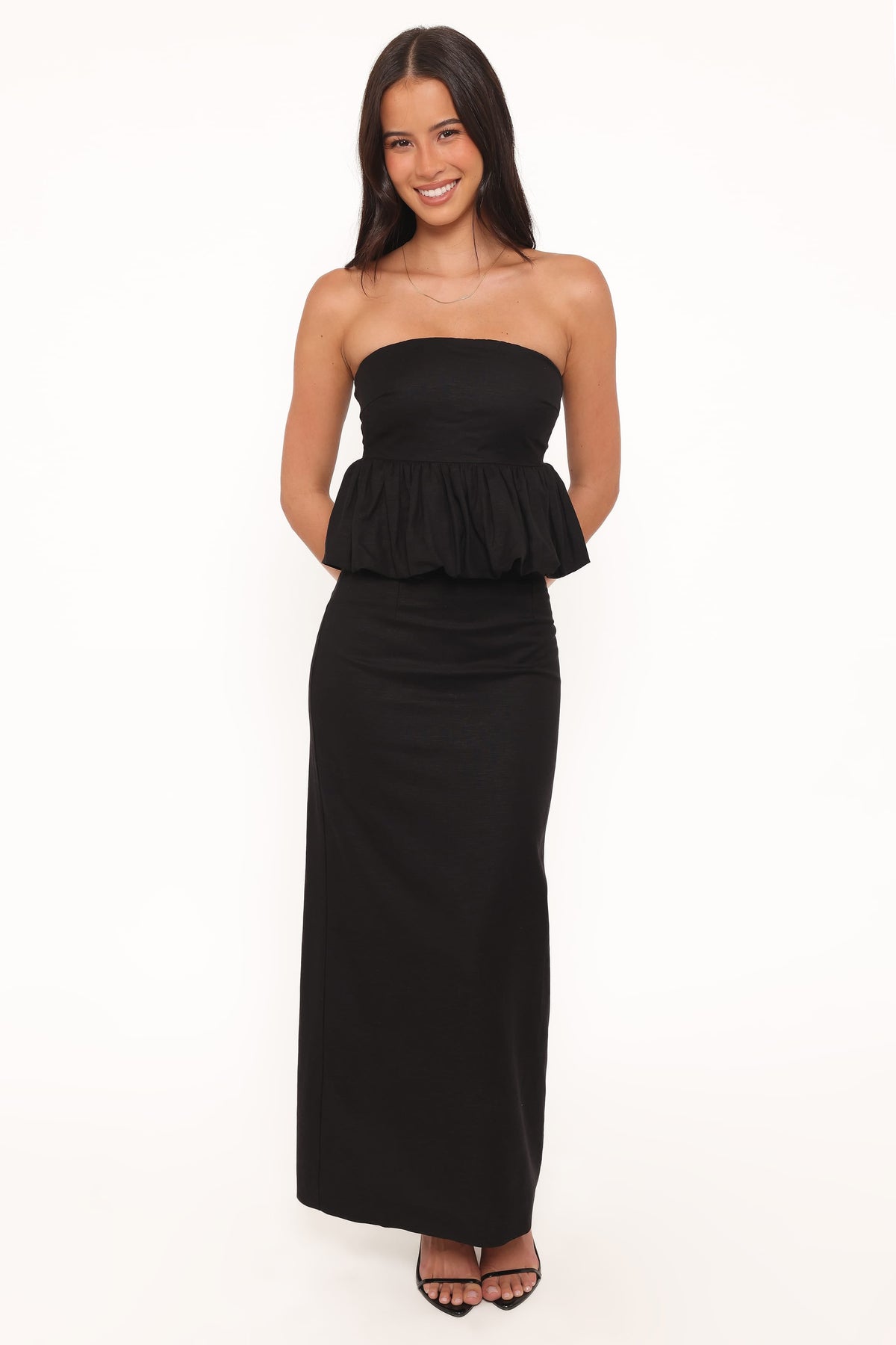 Ursa Fitted Column Skirt in Black – view 2 of 7
