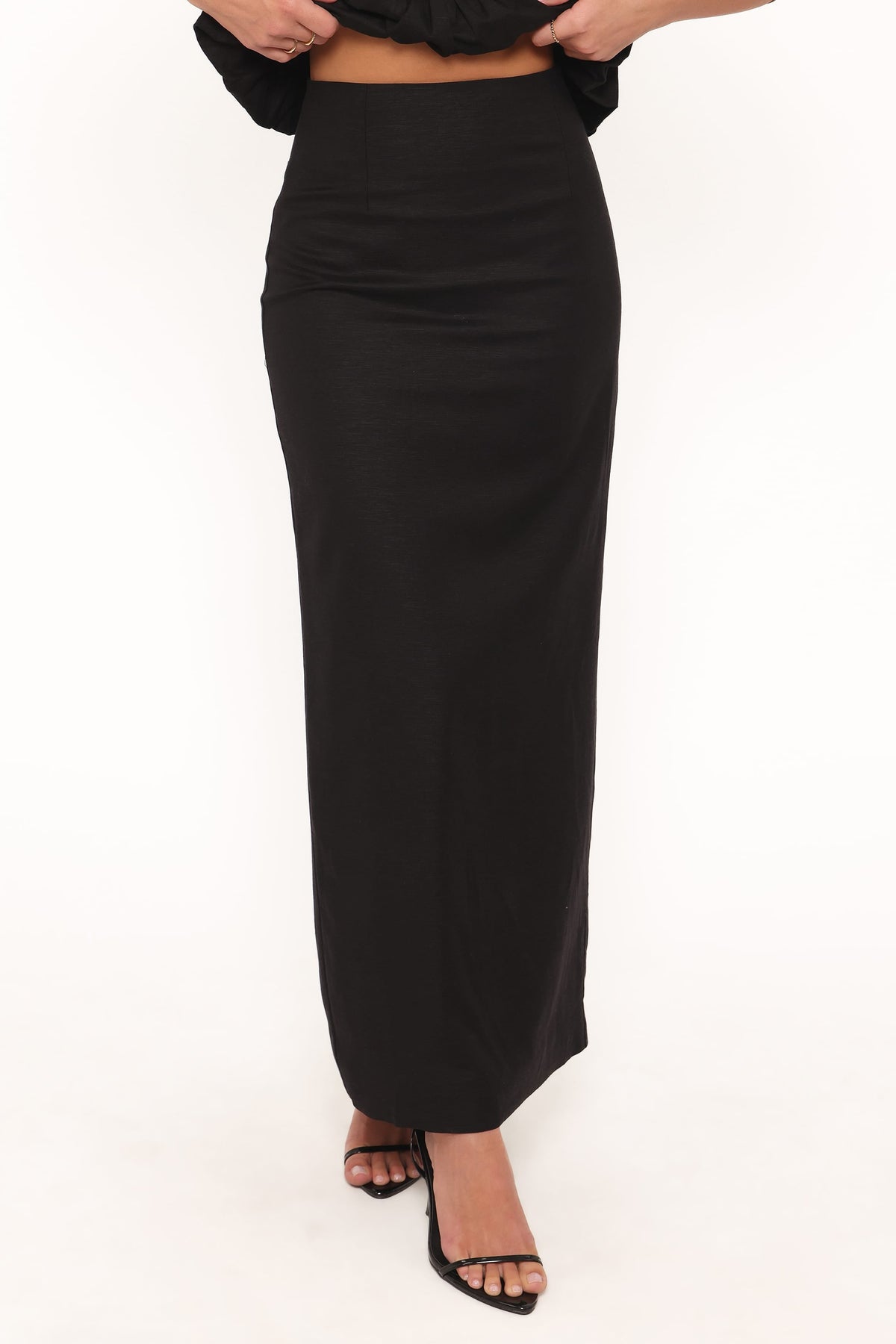 Ursa Fitted Column Skirt in Black – view 3 of 7