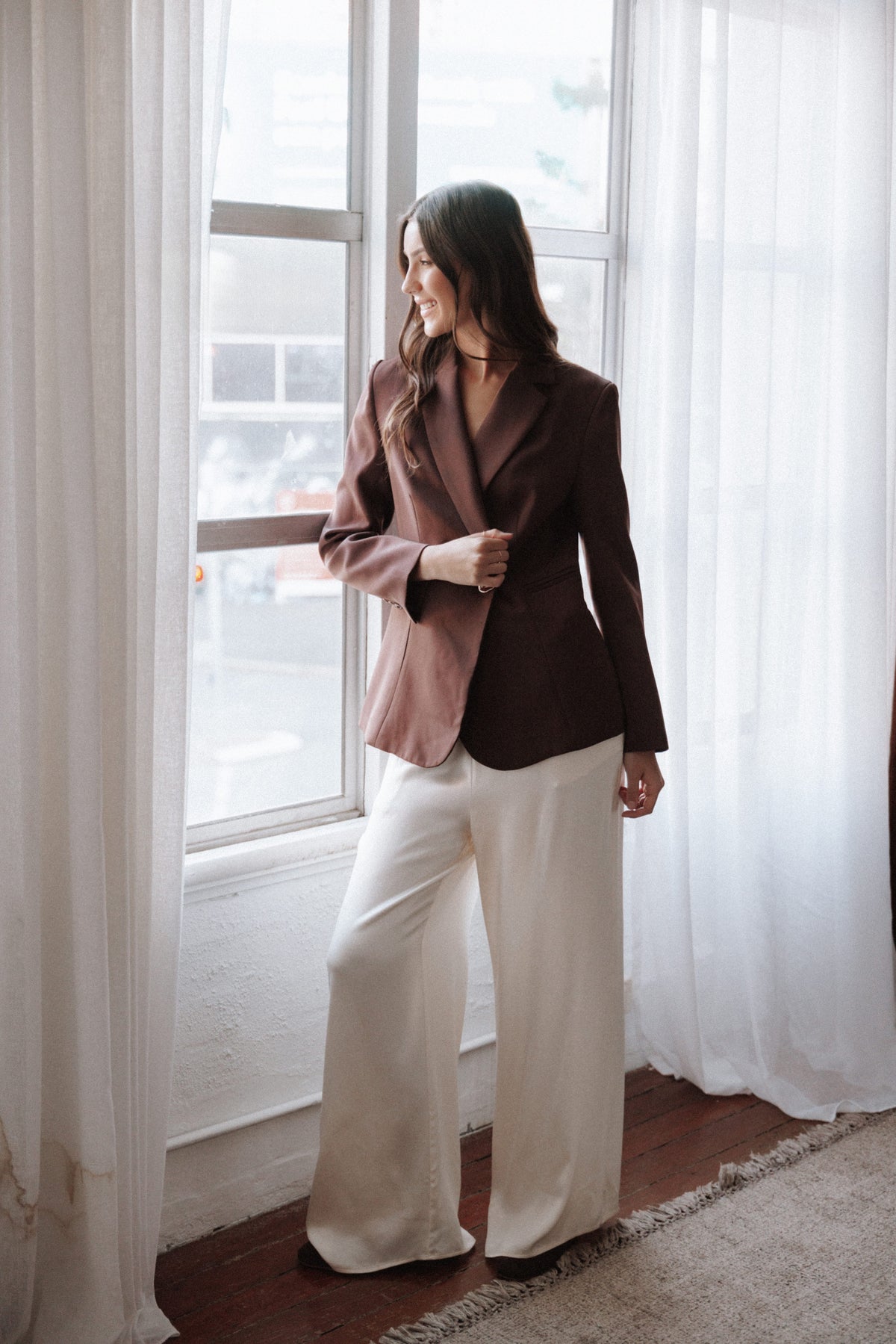 Valia Wide Leg Pant in Cream – view 1 of 6