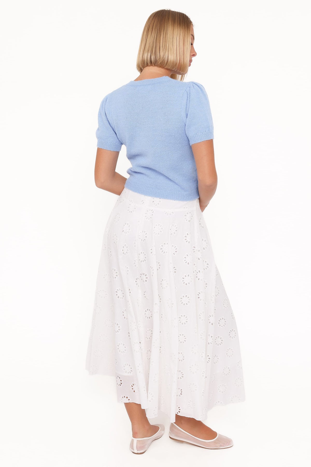Varia Eyelet Maxi Skirt in White – view 5 of 7