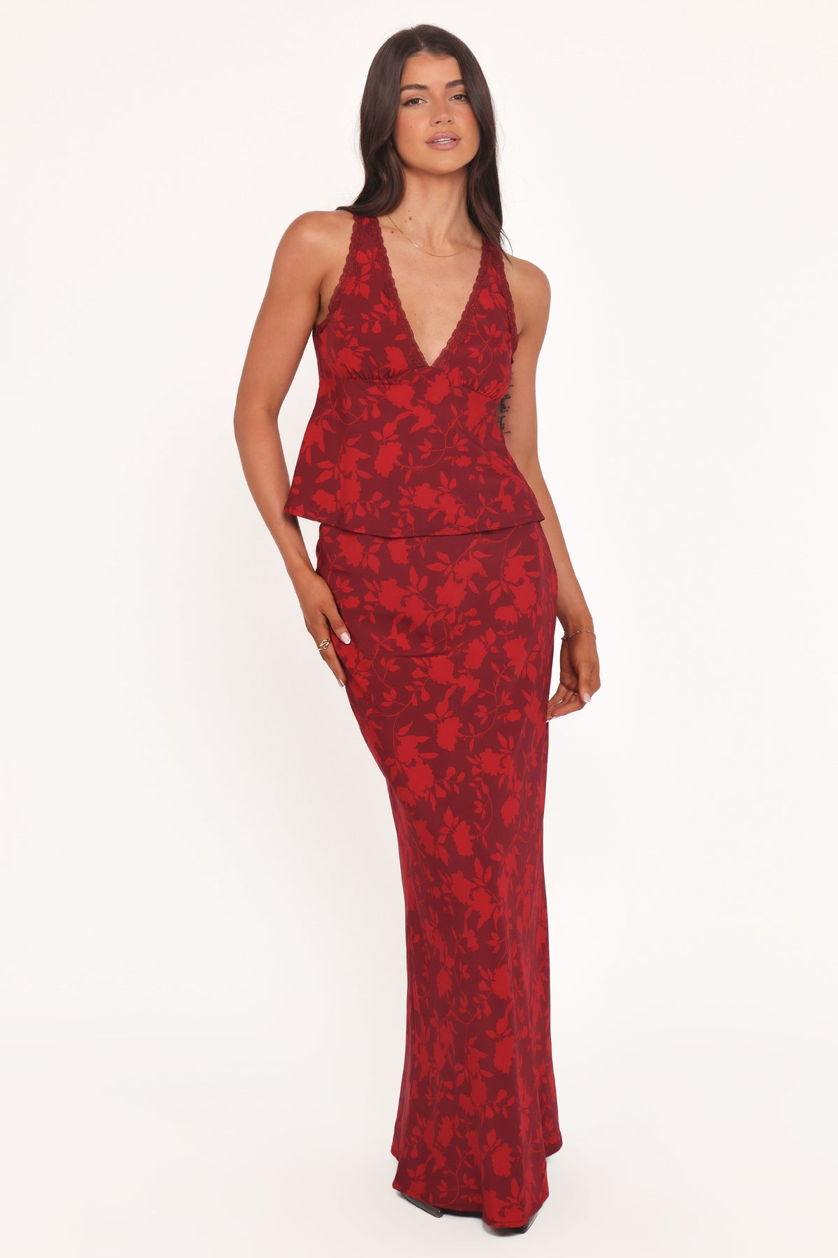 Velman Skirt in Burgundy Floral – view 5 of 6