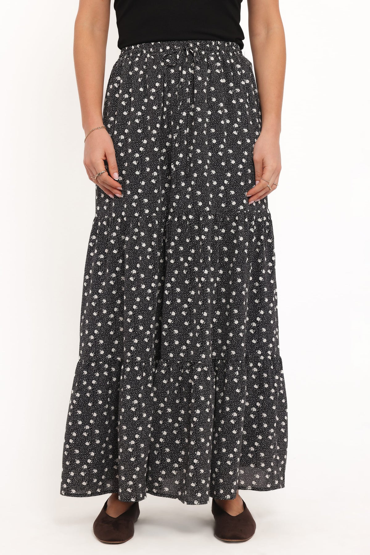 Vincent Tier Maxi Skirt in Black Floral – view 3 of 7