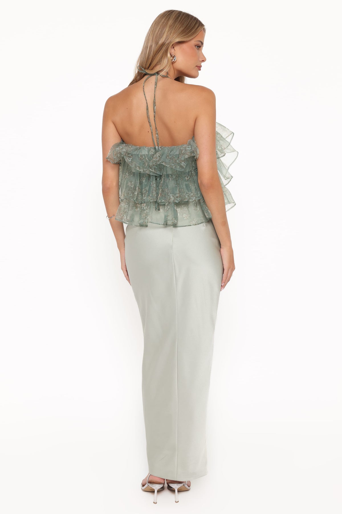 Viviana Fitted Column Skirt in Mint Green – view 5 of 7