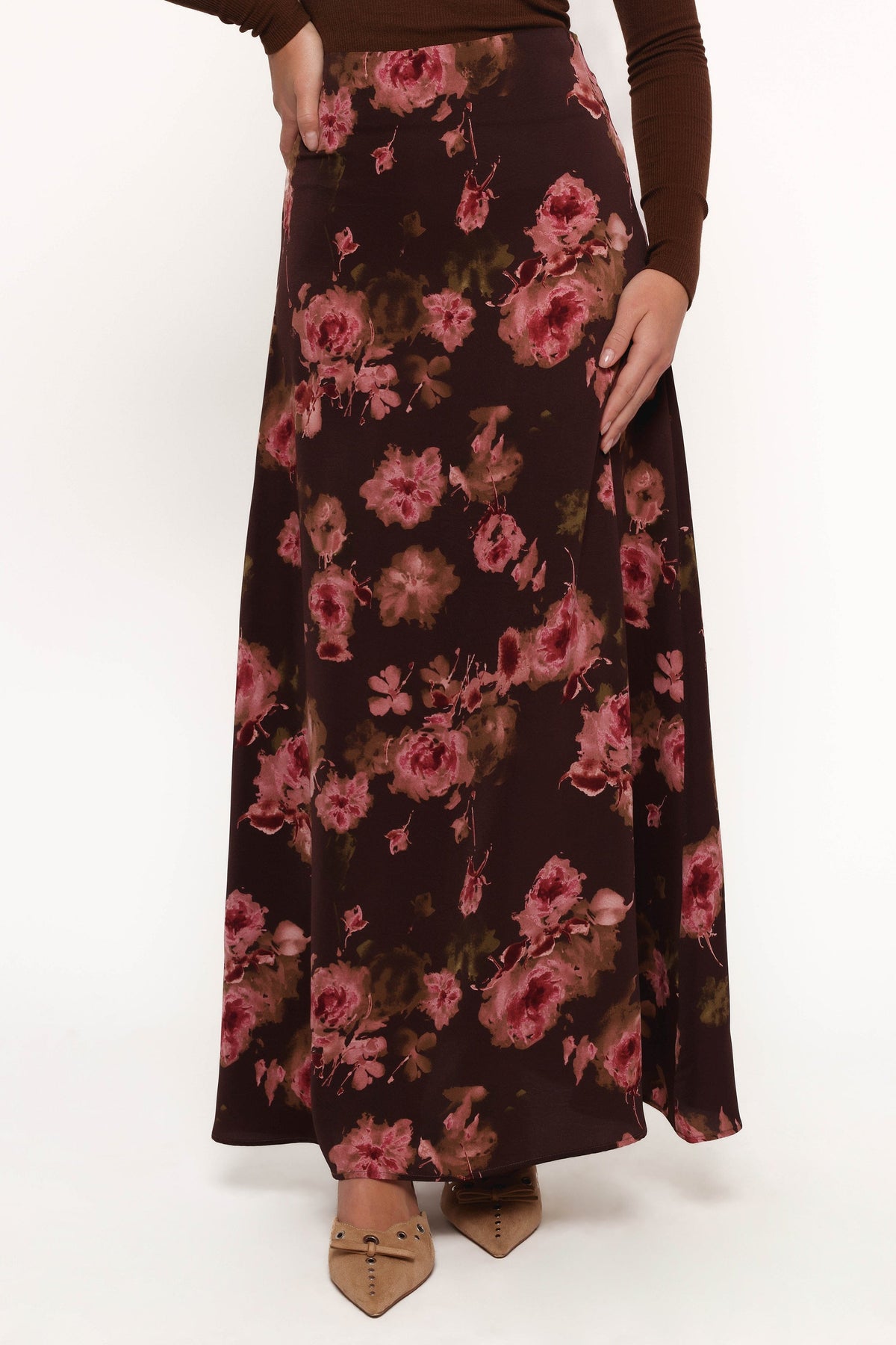 Vivie Midi Skirt in Chocolate Floral – view 4 of 8