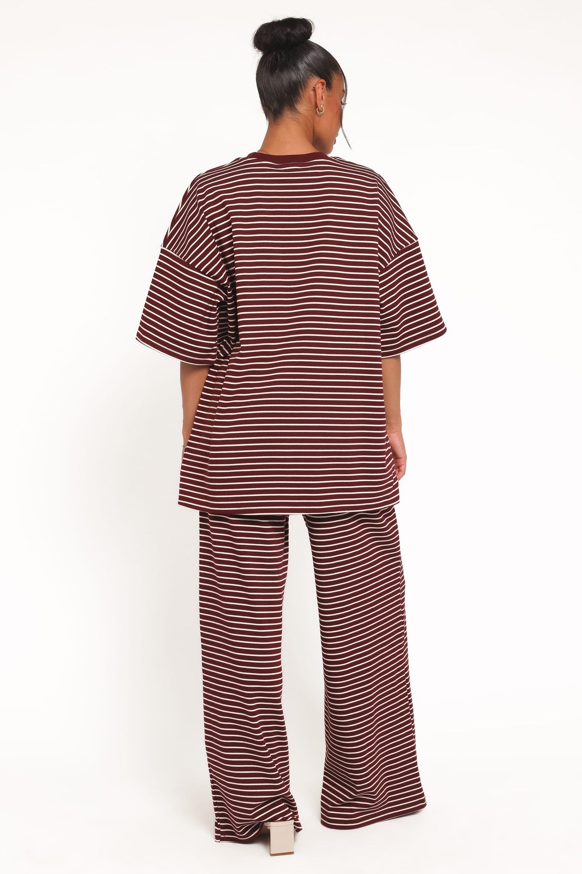 Wilda Knit Pant in Burgundy Cream Stripe – view 4 of 6