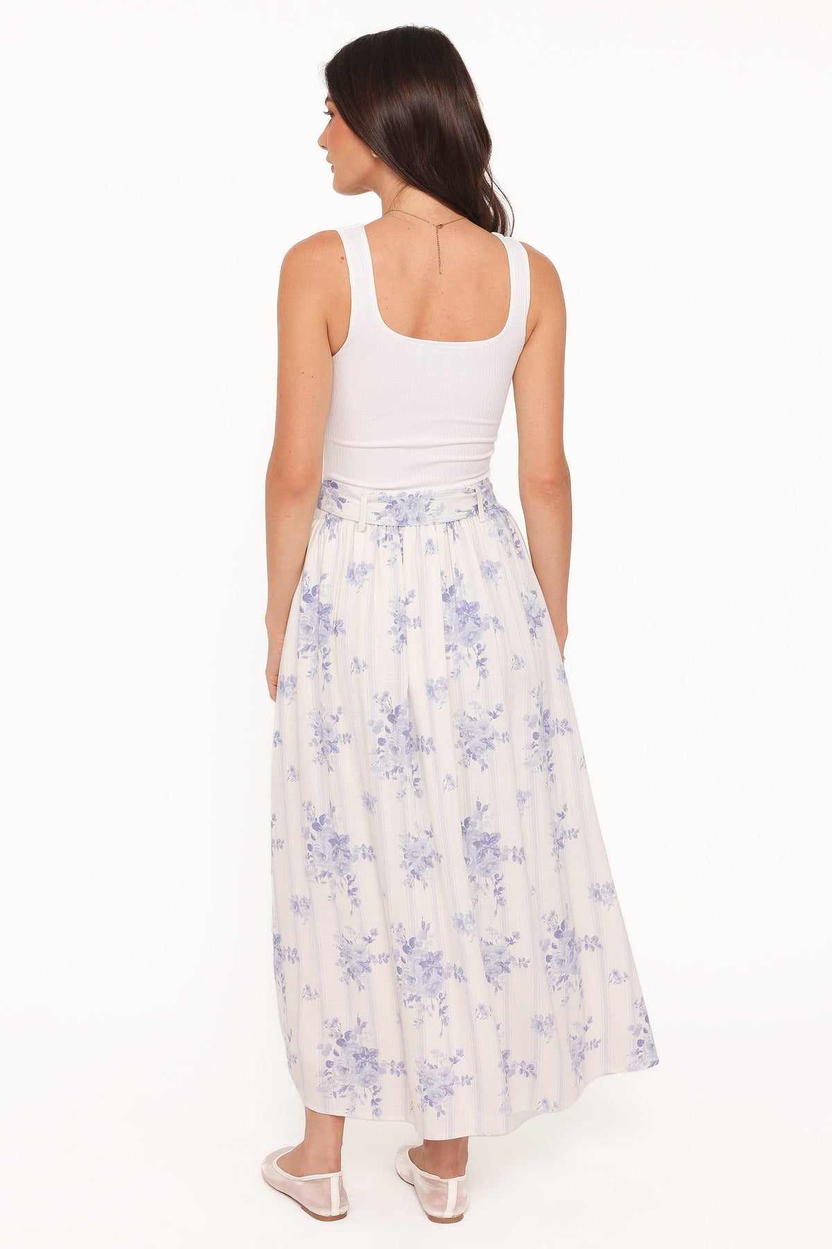 Xander Tie Waist Midi Skirt in Lilac Floral – view 4 of 5