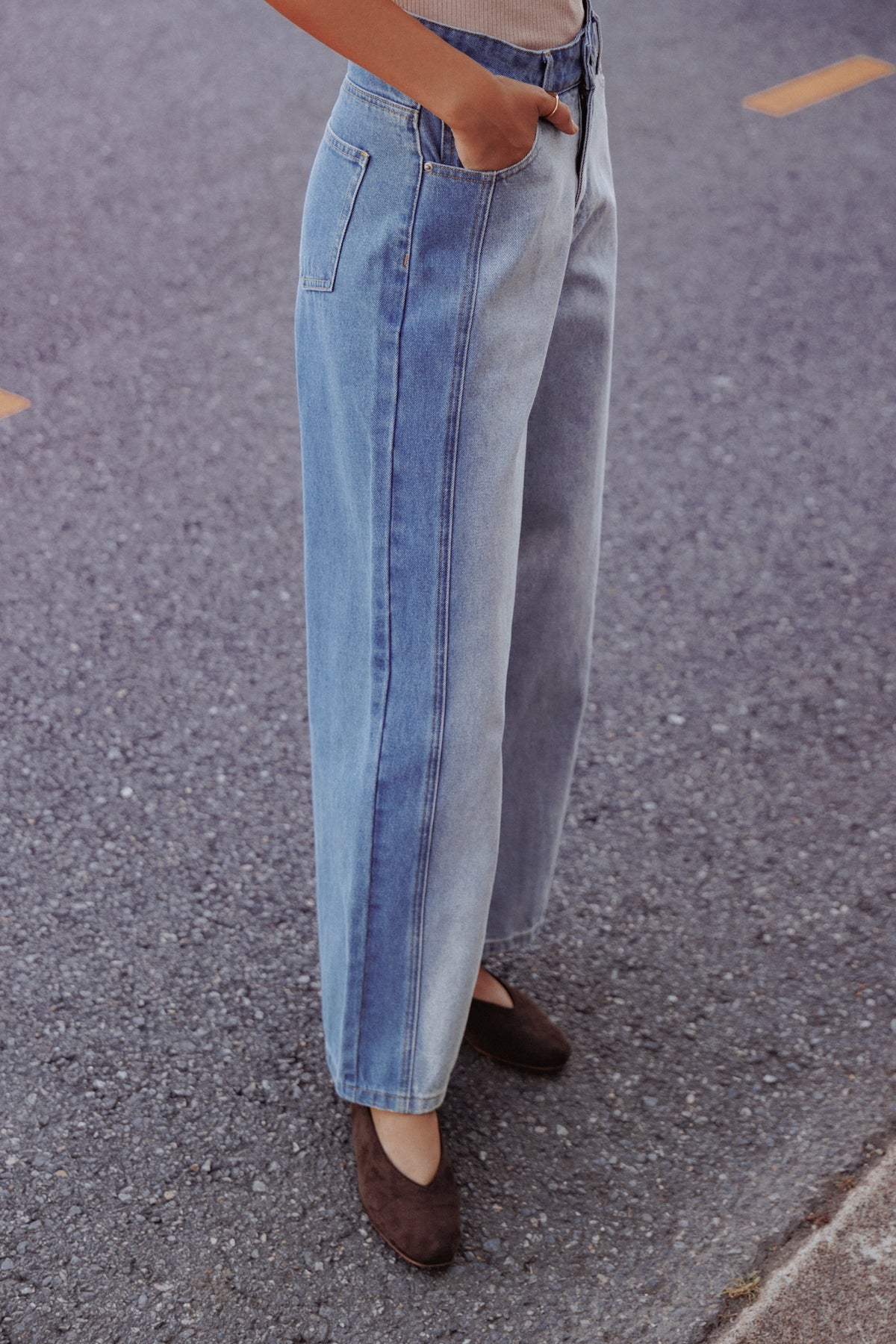 Yuri Wide Leg Jeans in Two Tone Blue – view 1 of 6