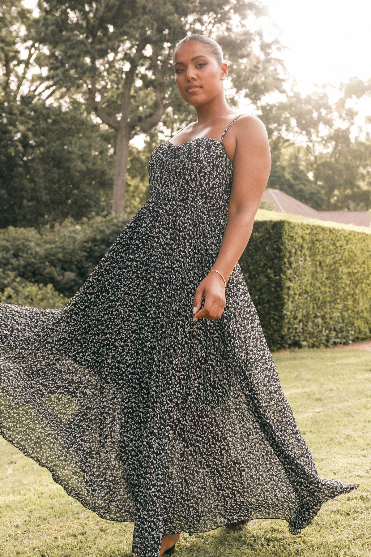 Achanti Pleated Maxi Dress in Black Floral – view 3 of 11