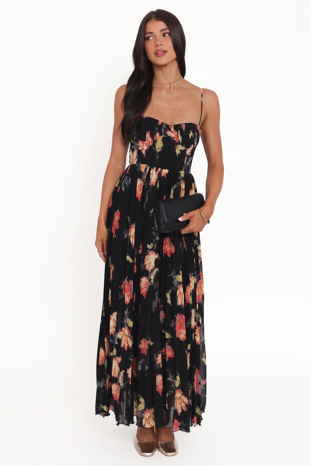 Achanti Pleated Maxi Dress in Black Multi – view 6 of 8