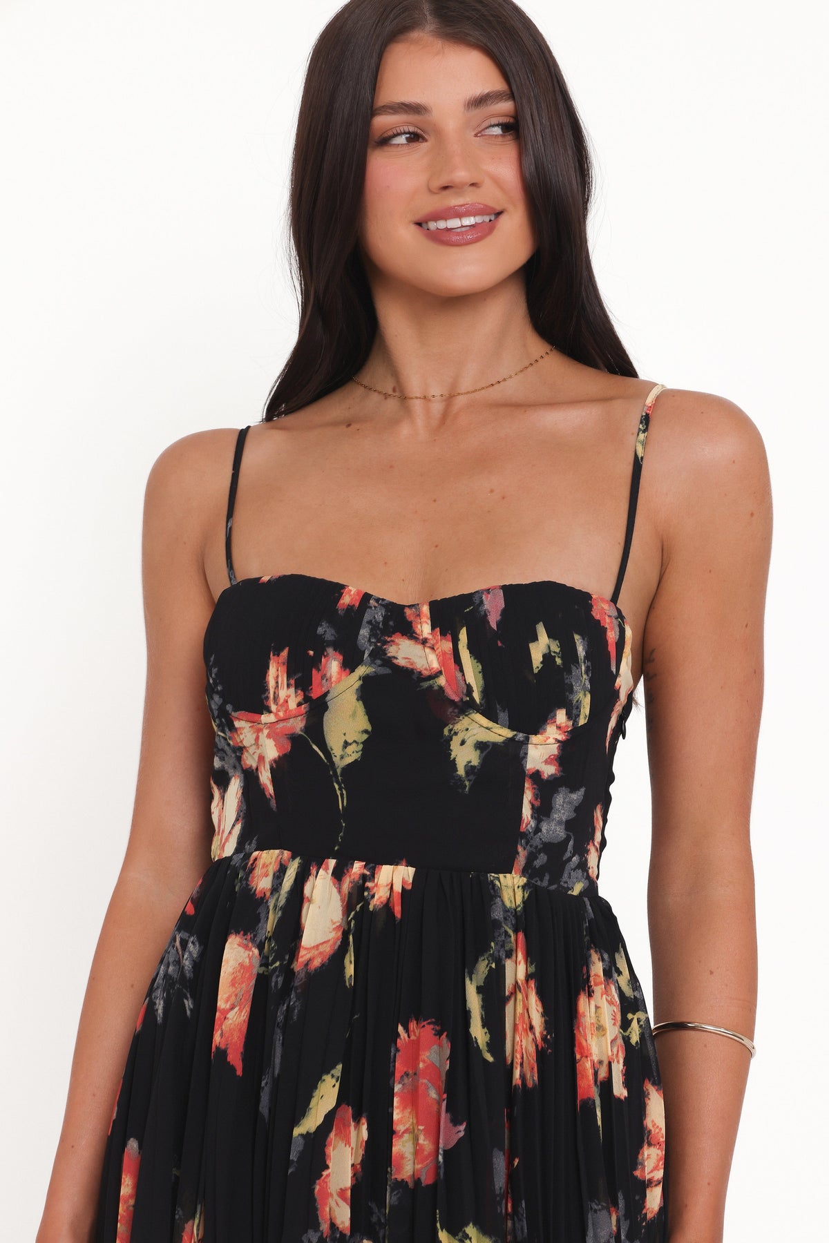 Achanti Pleated Maxi Dress in Black Multi – view 3 of 8
