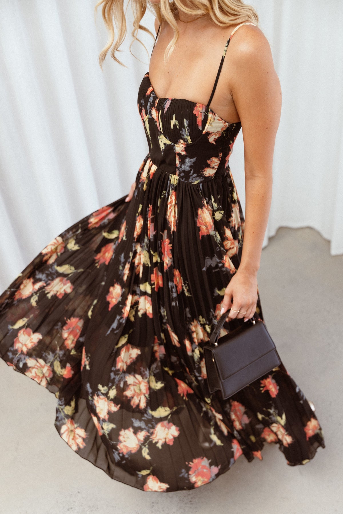 Achanti Pleated Maxi Dress in Black Multi – view 1 of 8