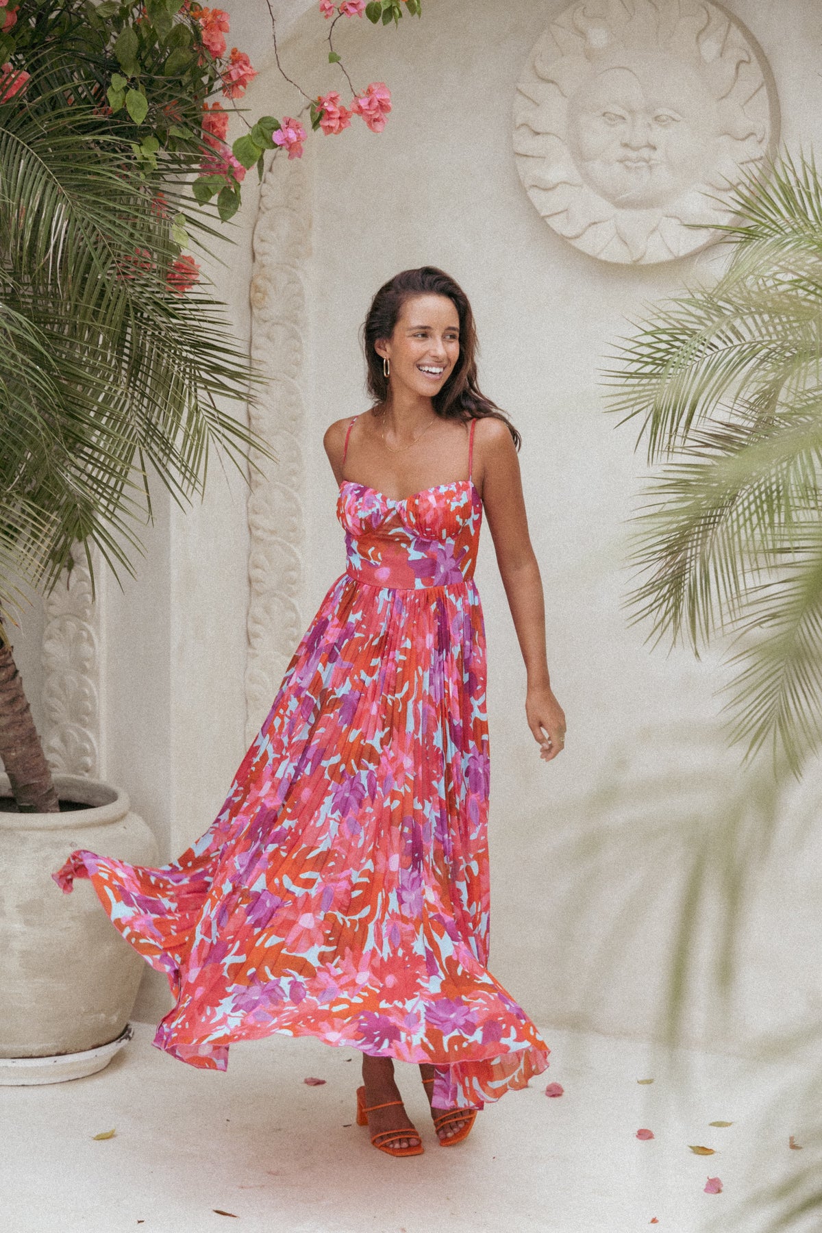 Achanti Pleated Maxi Dress in Pink Azalea – view 1 of 7