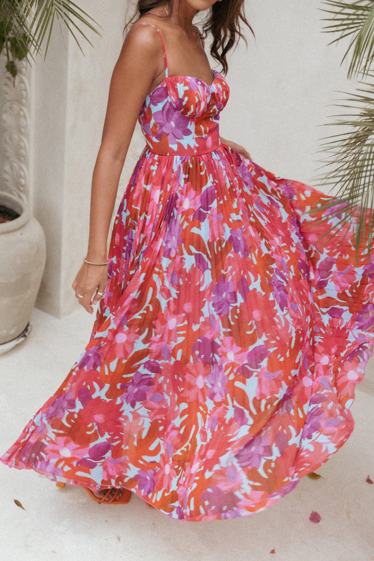Achanti Pleated Maxi Dress in Pink Azalea – view 7 of 7
